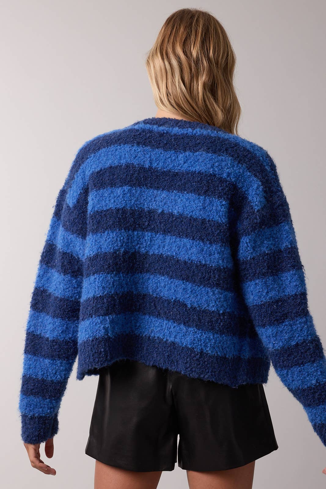 Brushed Soft Striped Cardi (Navy)