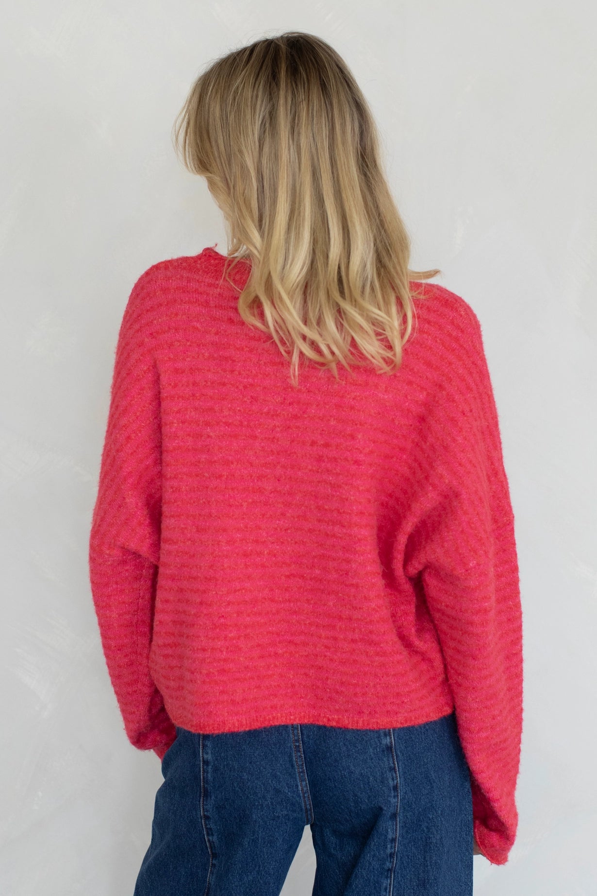 Simply the Best Cardi | Cherry Red (Mini Stripes)