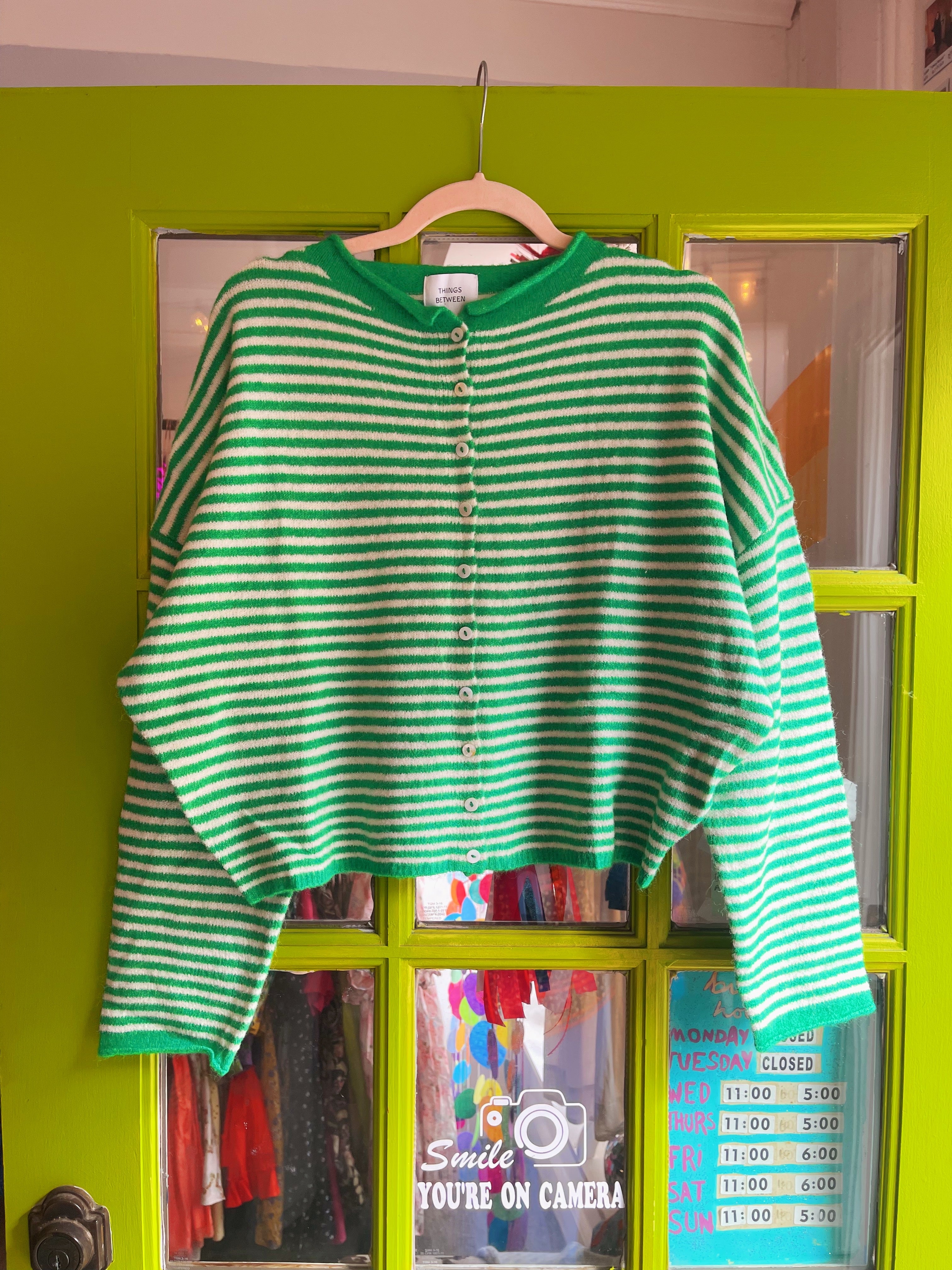 Simply the Best Cardi | Green (Mini Stripes)