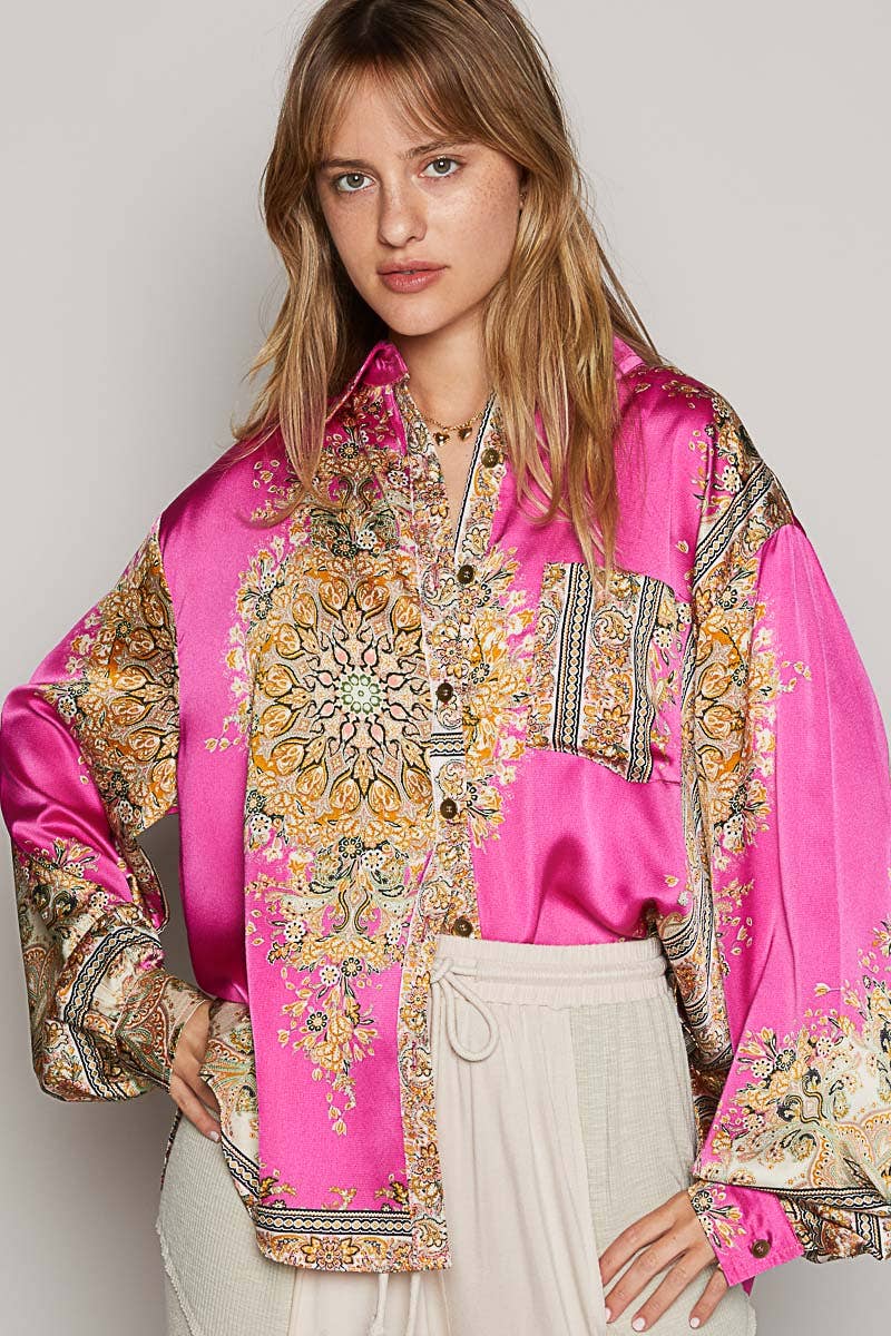 Silky Paisley Button-Down