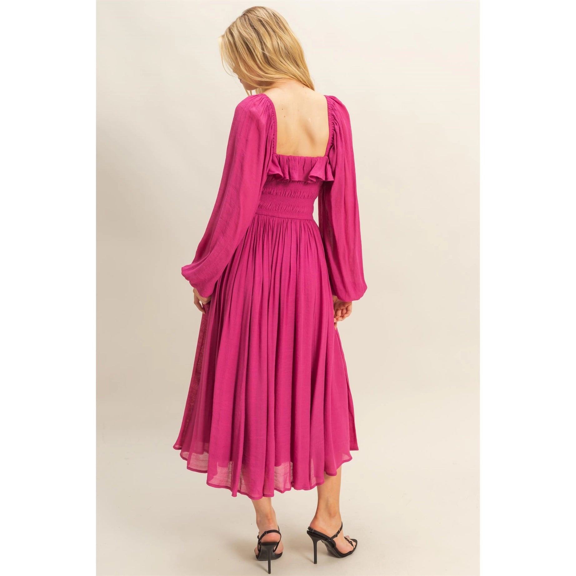 Ren Faire Midi Dress (Fuchsia)