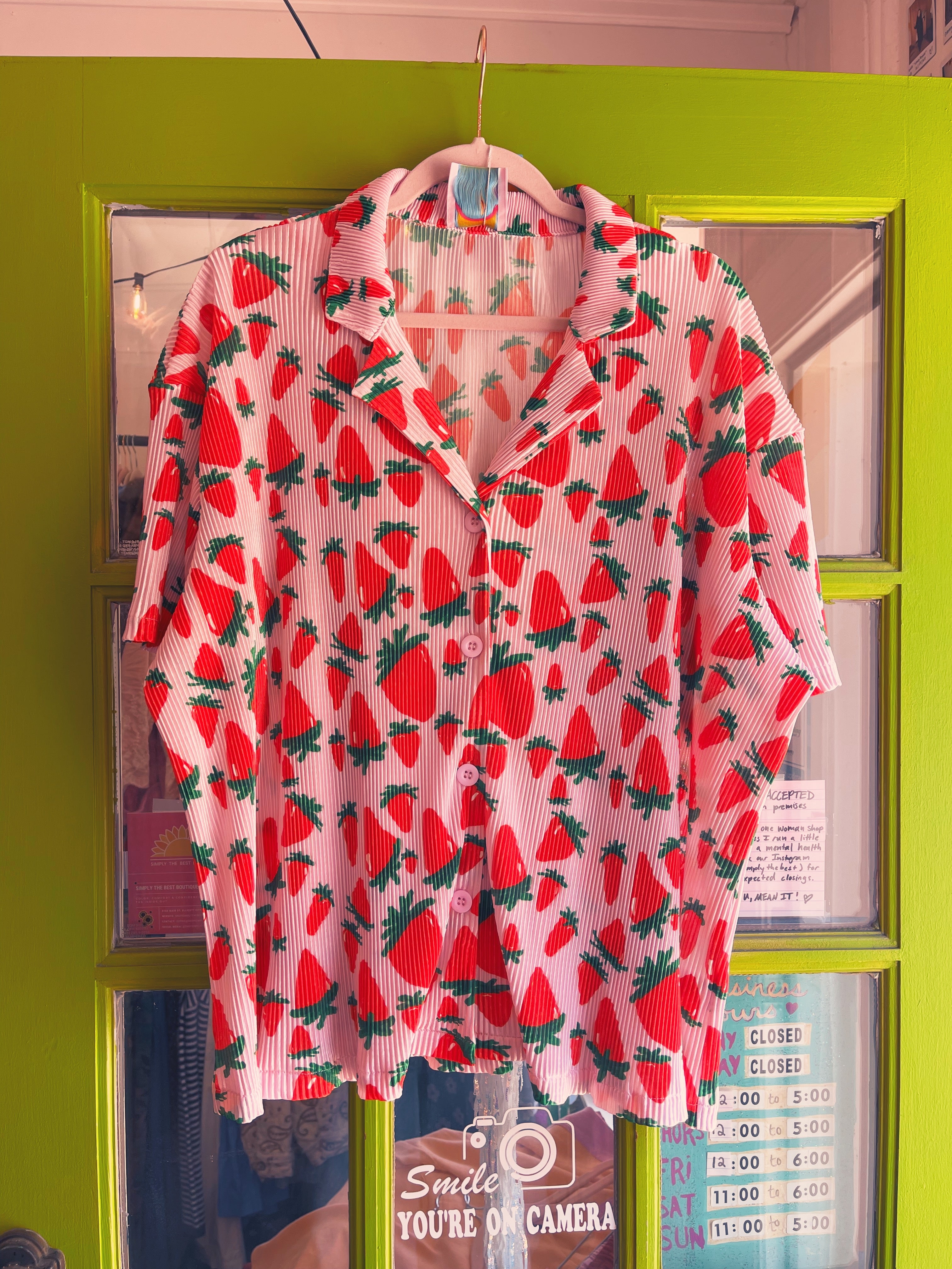Strawberry Fields Plisse Top | TABY ORIGINALS