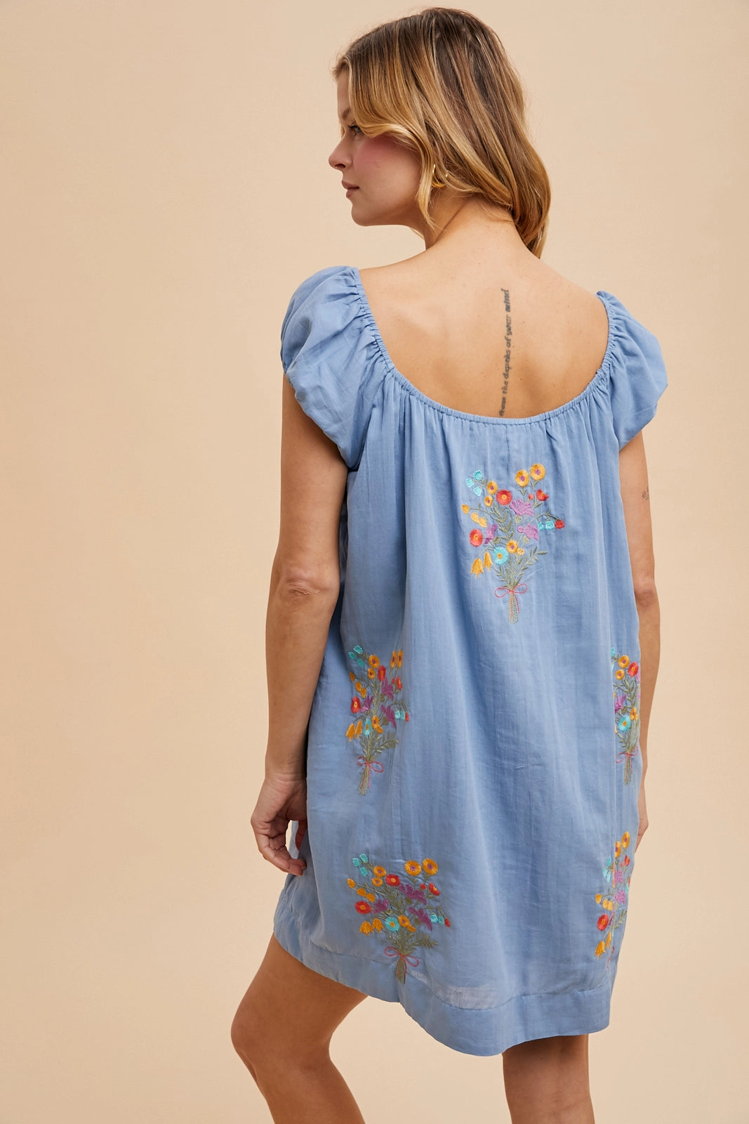 Bouquet Cotton Minidress (Cornflower)