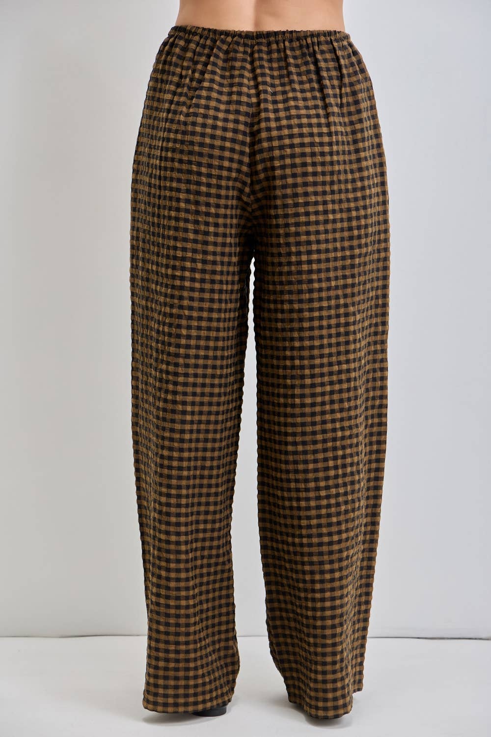 Espresso Gingham Drawstring Pants