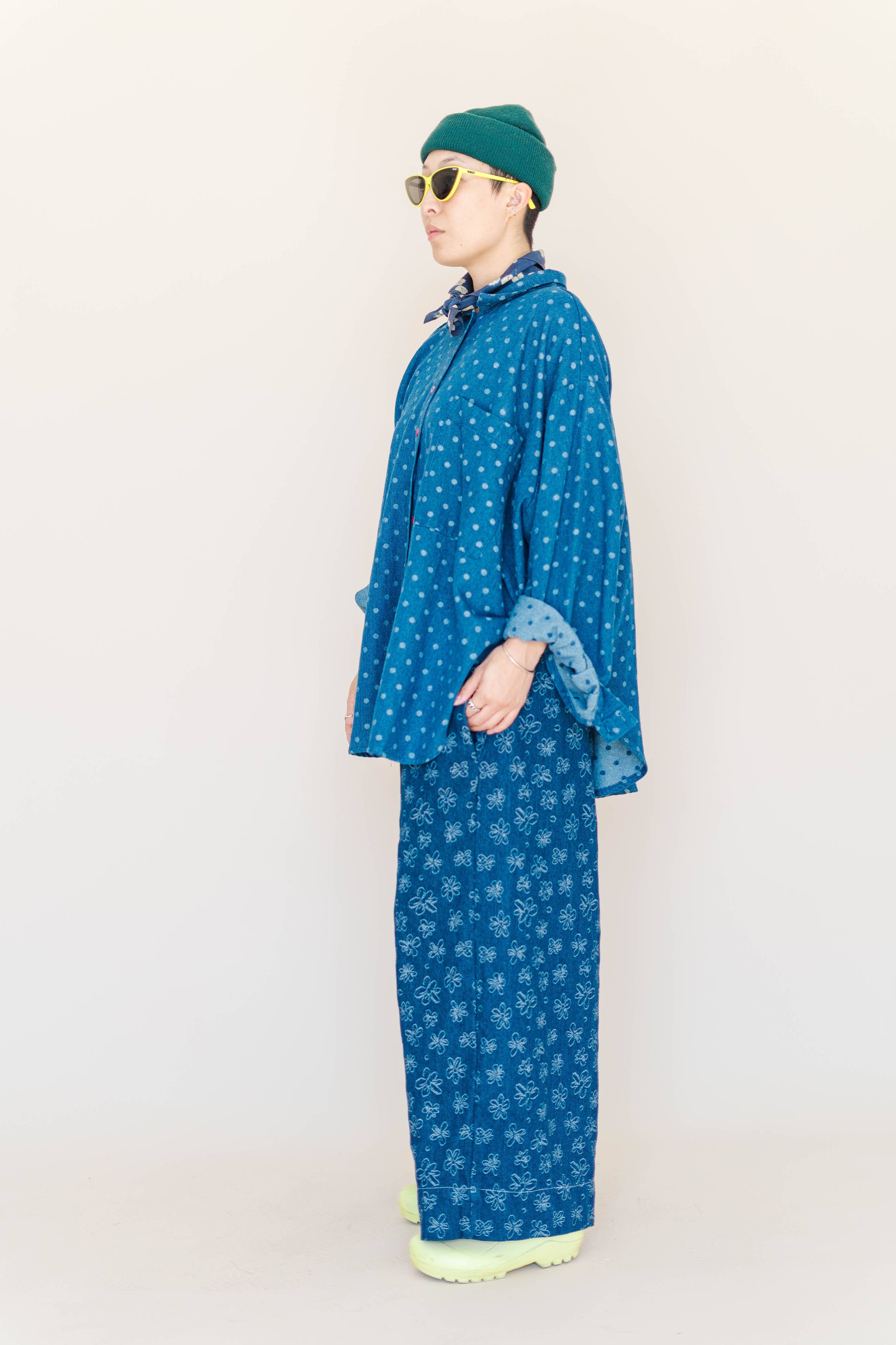 Size Inclusive Polka Dot Denim Button Up Shirt | NETTLE STUDIOS