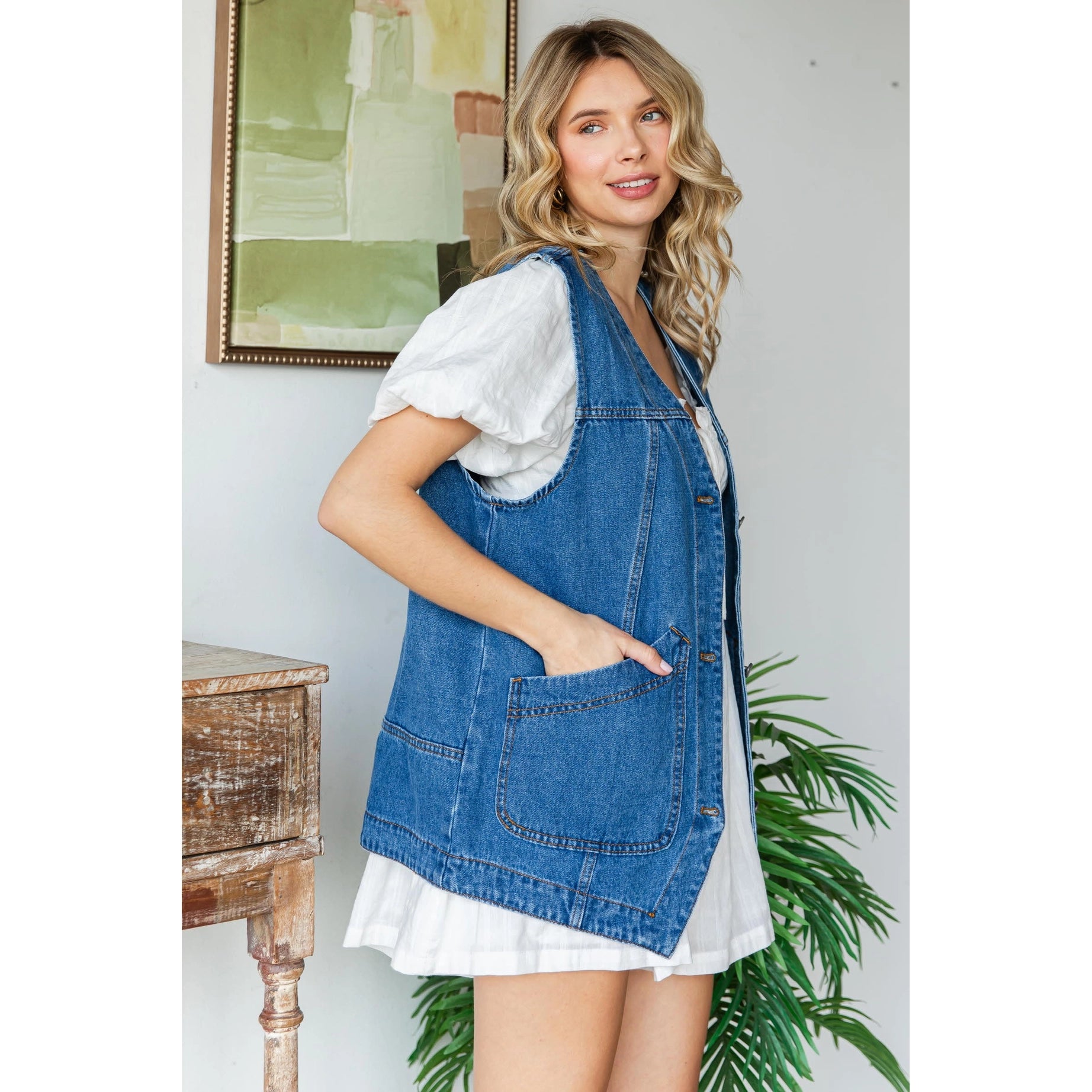 Lainey Longline Denim Vest