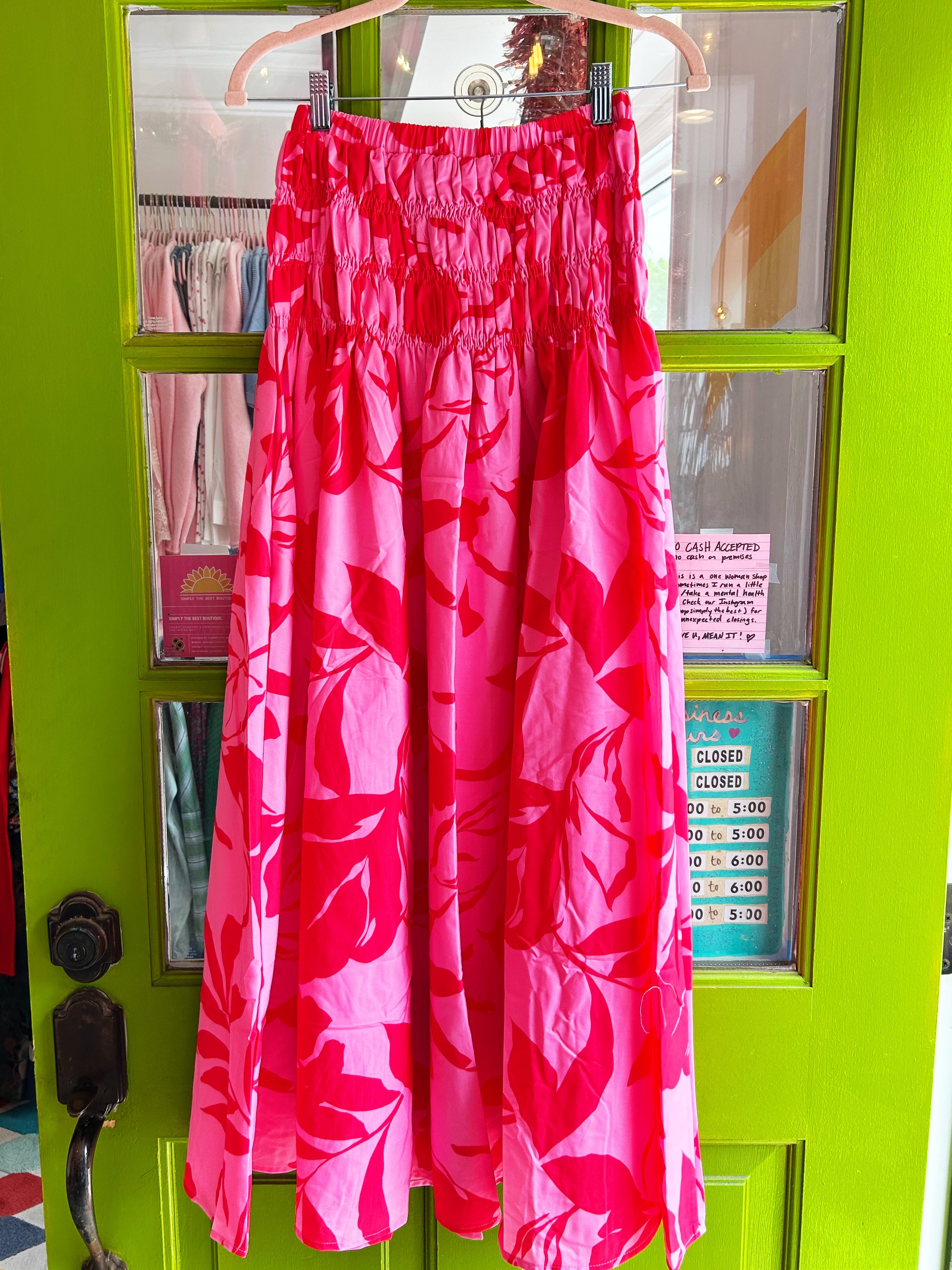 Hibiscus Smocked Midi Skirt
