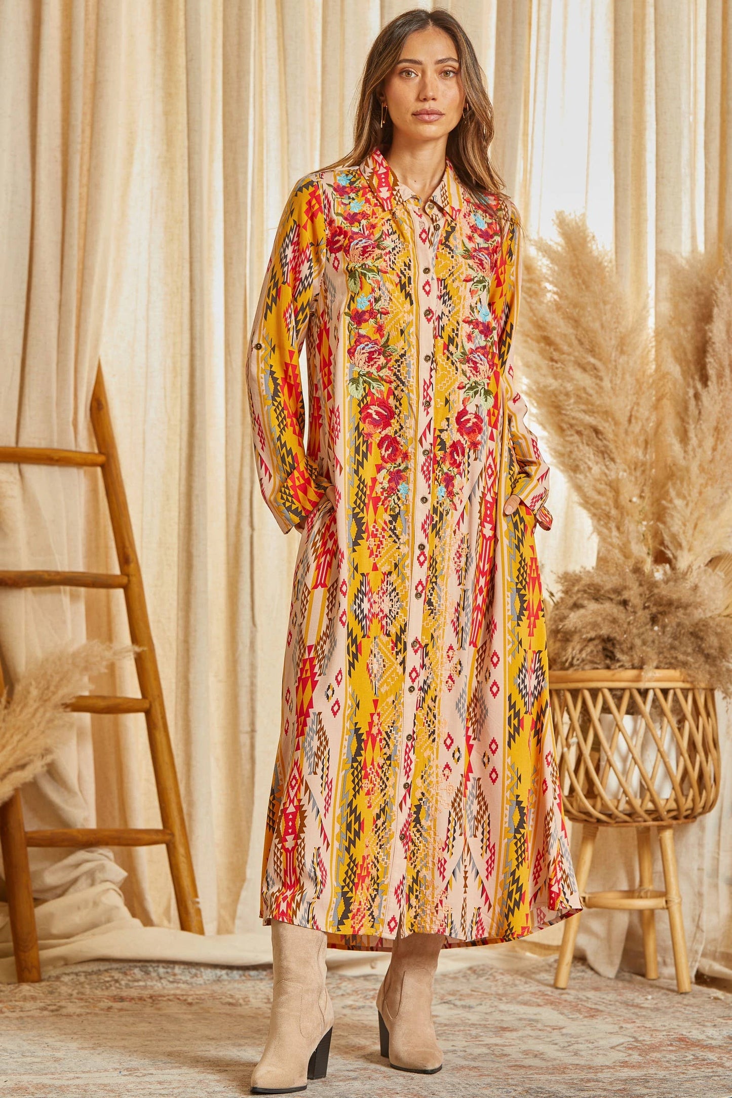 Waylon Button-Down Duster Dress