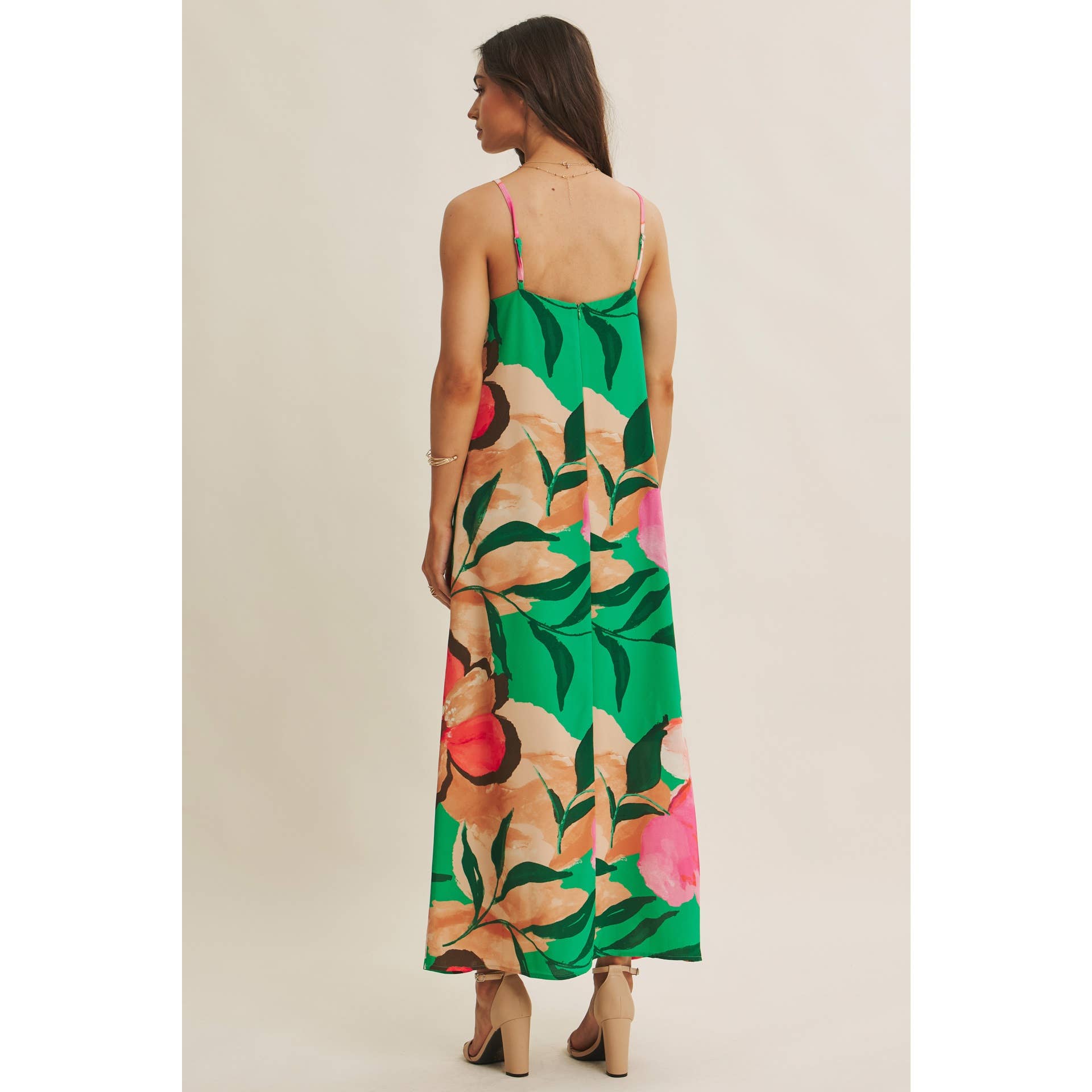 Vivid Green Floral Maxi Dress