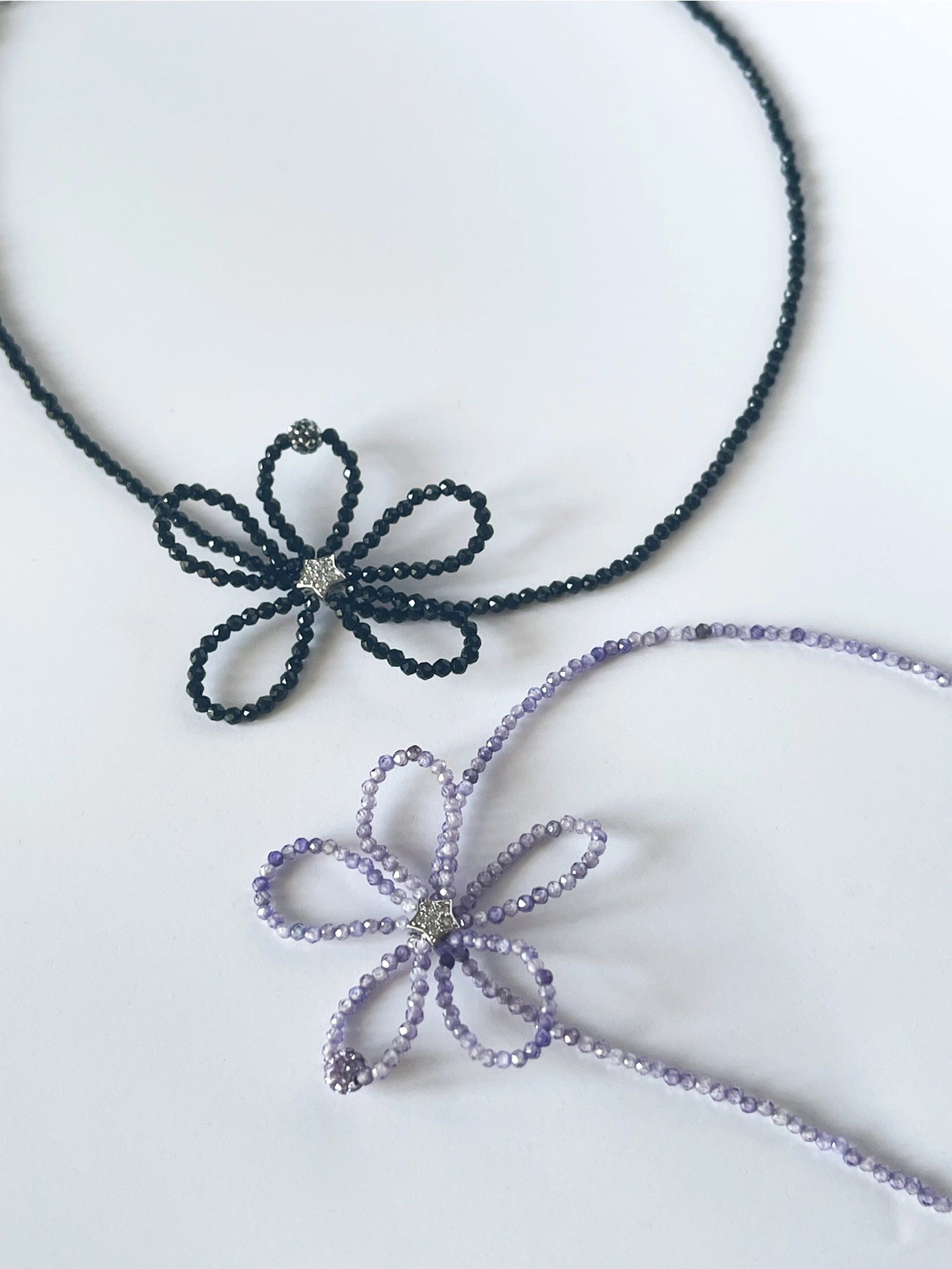Beaded Flower Choker (Black) | Mary Lo
