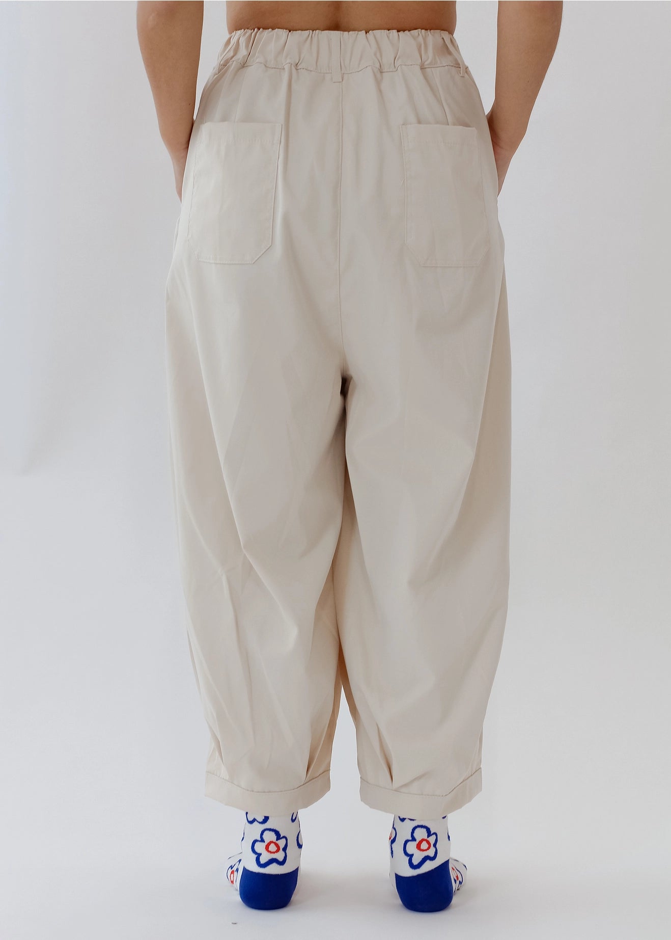 Flower Power Pants (Cream + Blue) | Mary Lo
