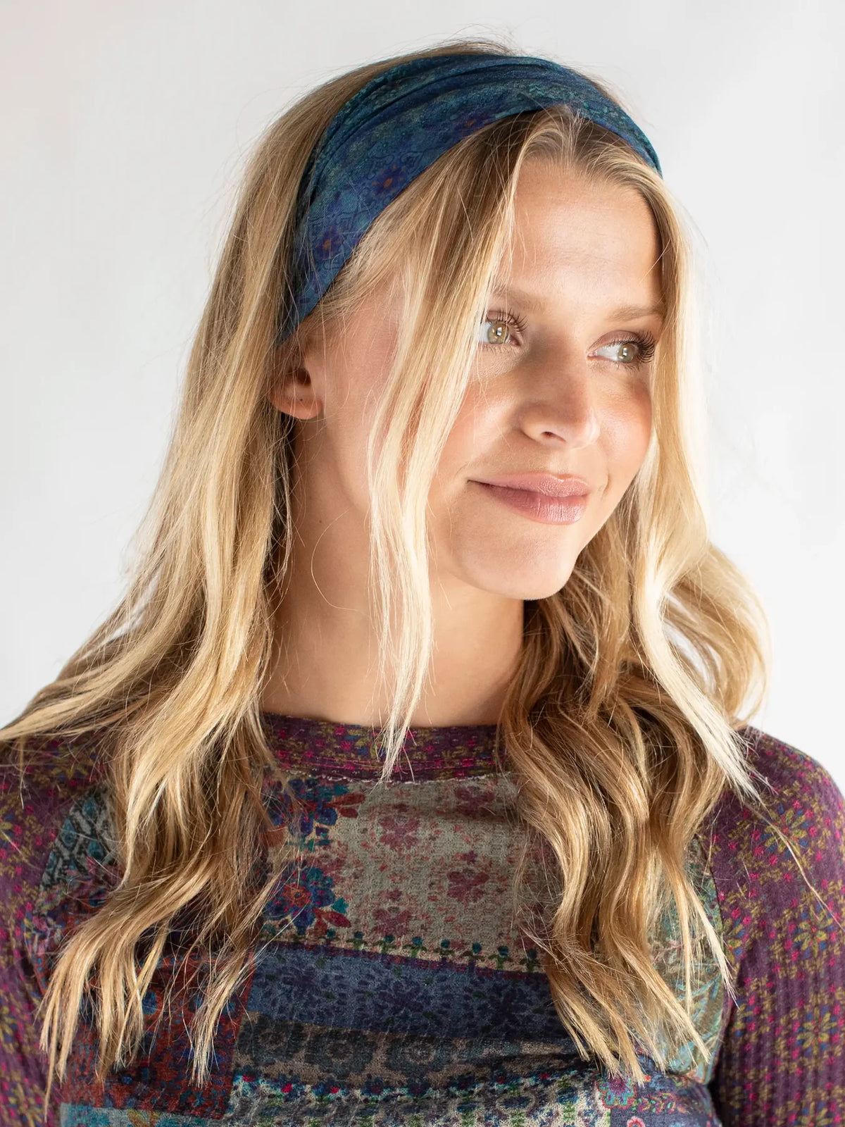 Half Boho Bandeau® Headband (Indigo Patchwork)