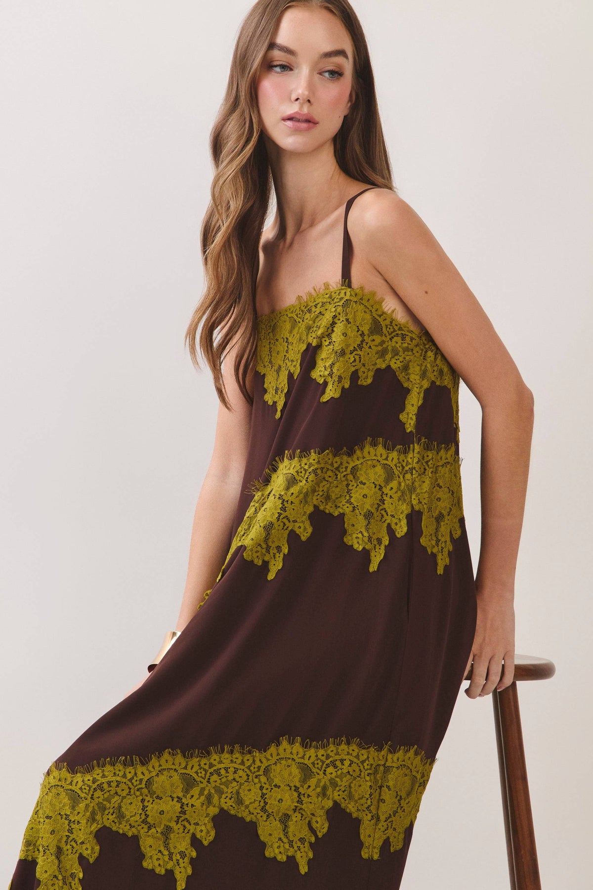 Kiwi Lace Contrast Maxi Dress