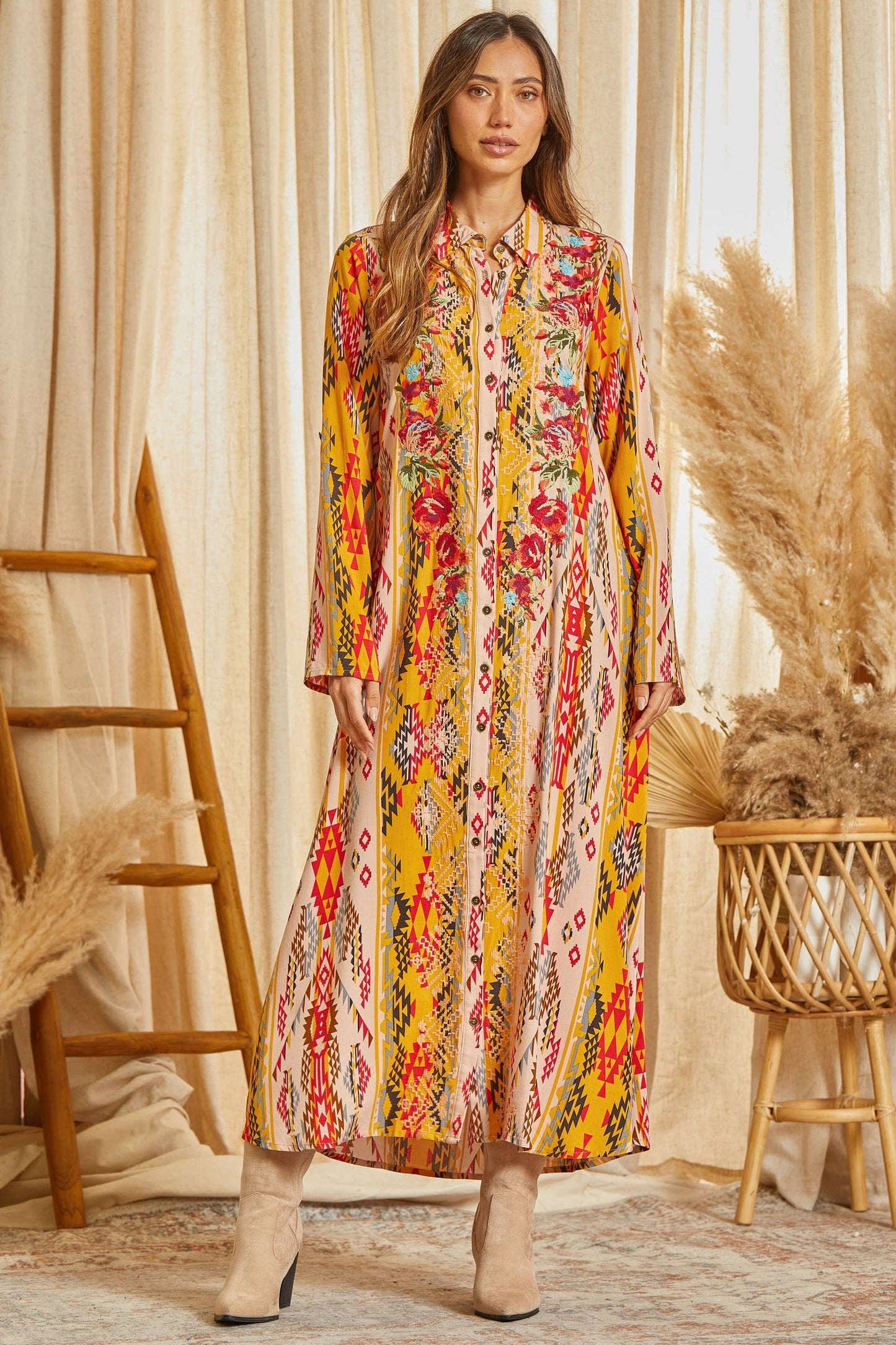 Waylon Button-Down Duster Dress