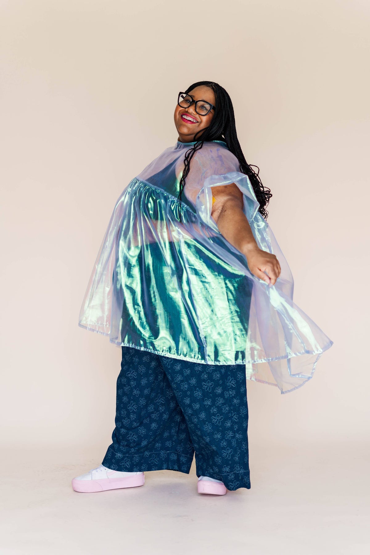 Sheer Blue Metallic Mini Dress | NETTLE STUDIOS