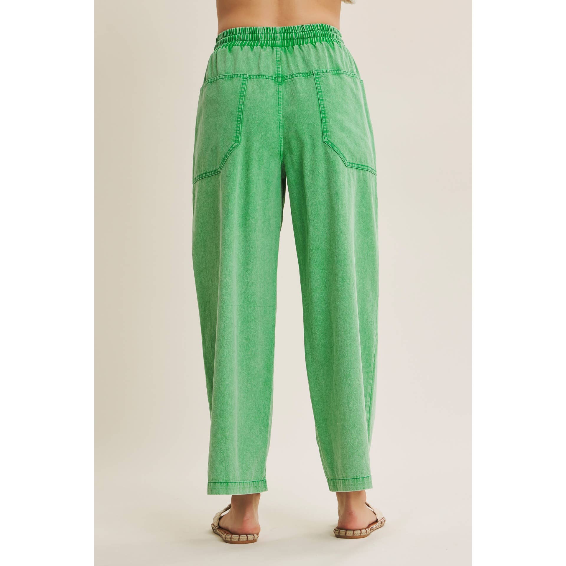 Kelly Green Mineral-Washed Pants
