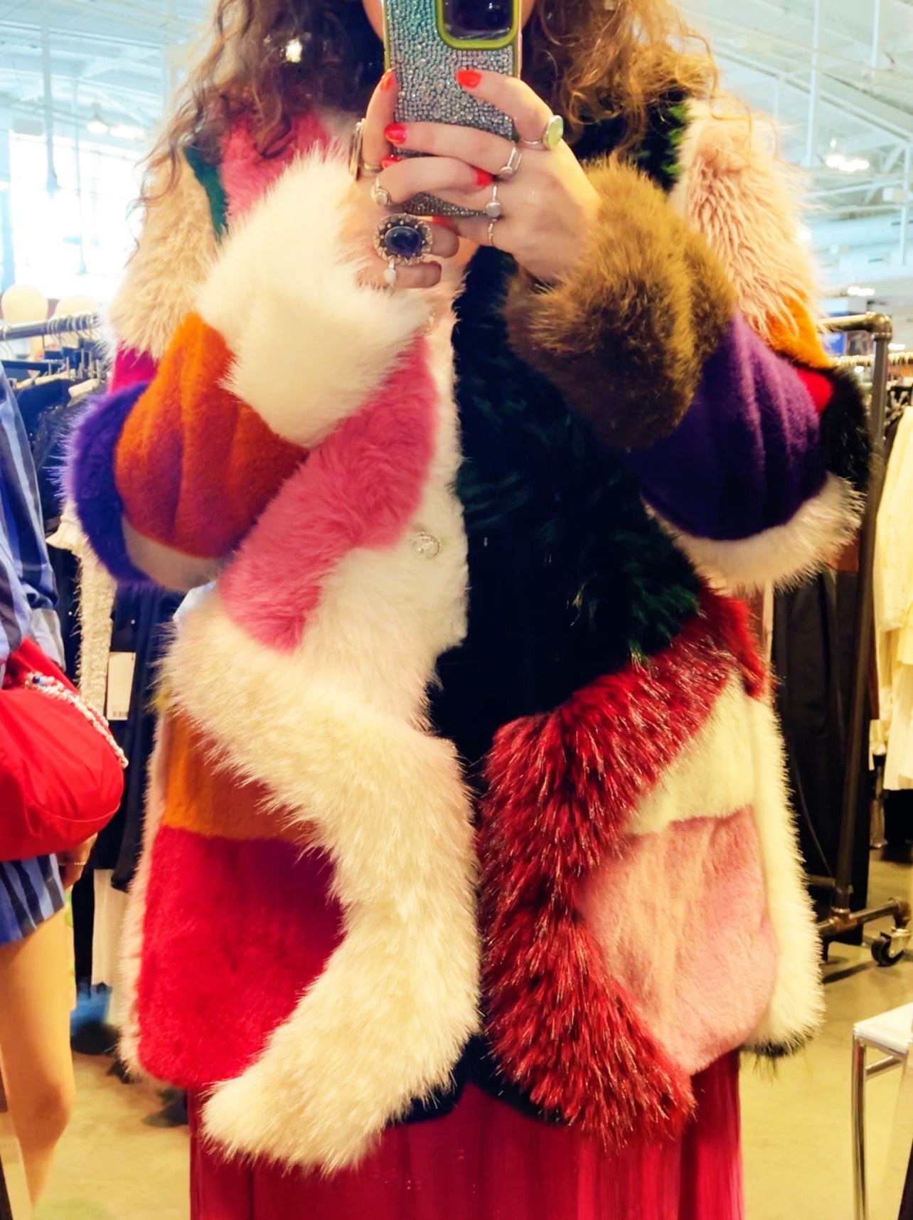 Maximalist Rainbow Faux Fur Coat