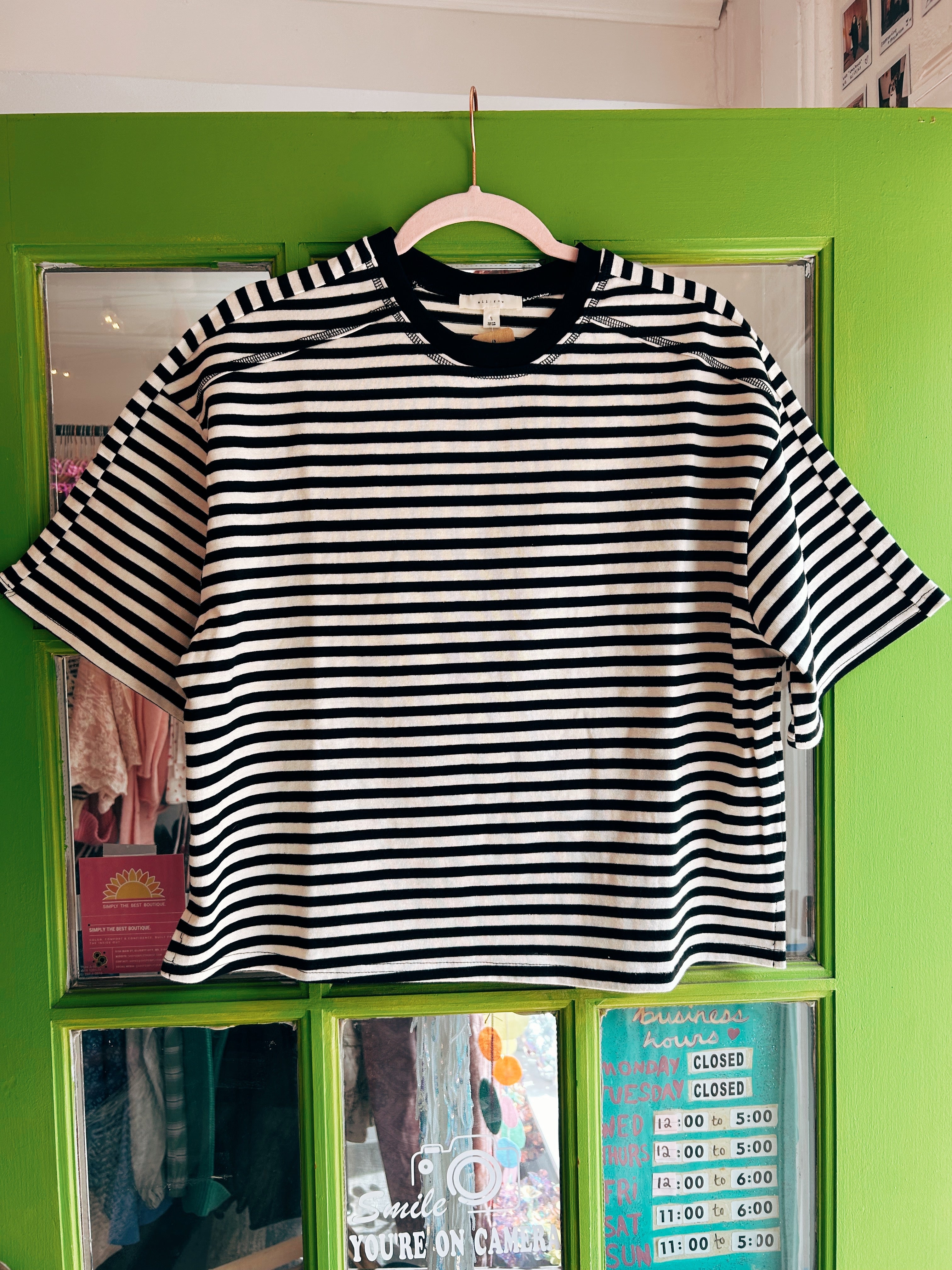 The Max Top (Striped Boxy Elbow Tee) | All Row