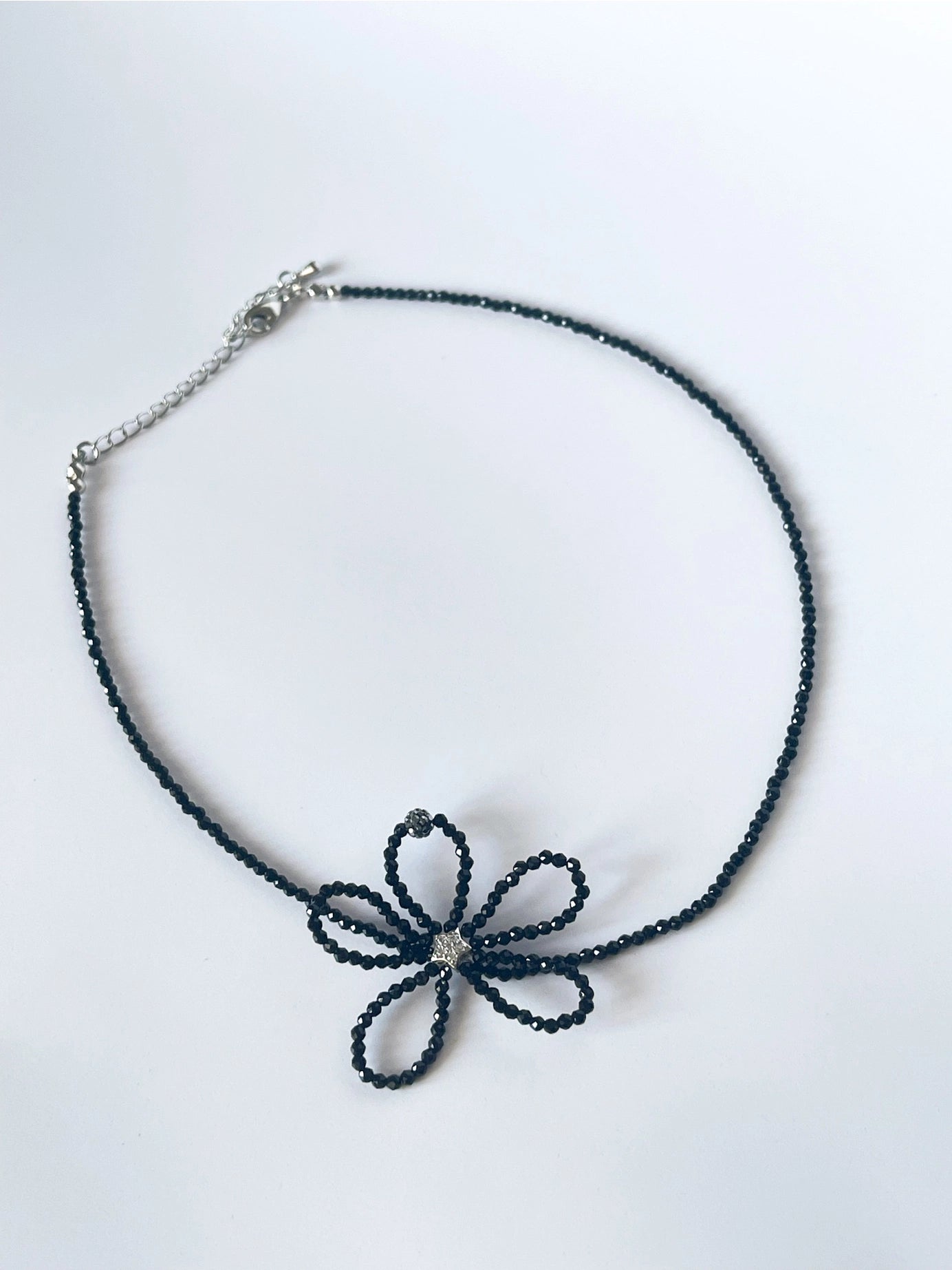 Beaded Flower Choker (Black) | Mary Lo