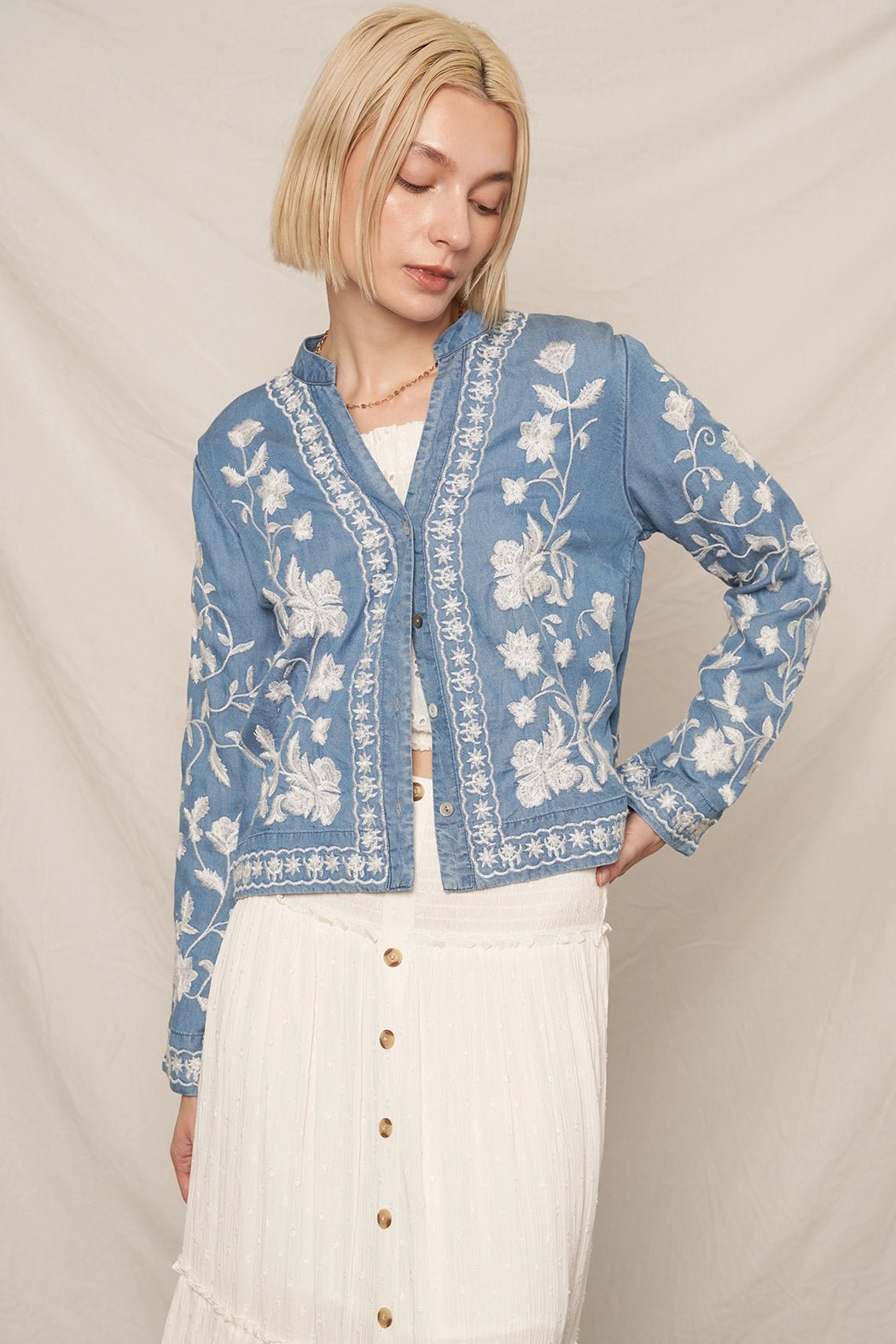 Jenny-Rebecca Light Wash Button-Down