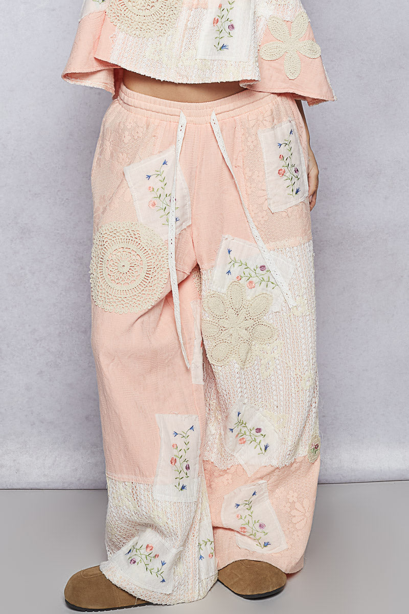 Baby Pink Patchwork Pants