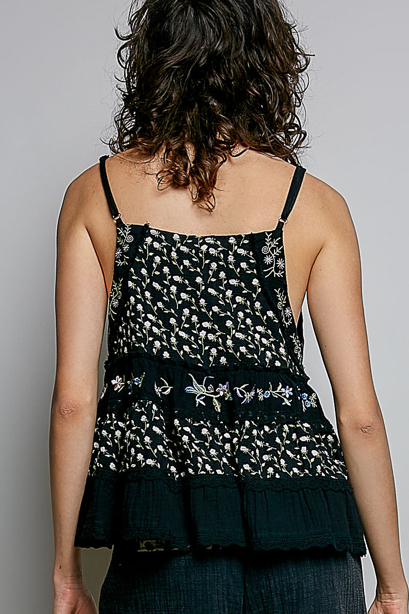 Edelweiss Flouncy Tank (Black)