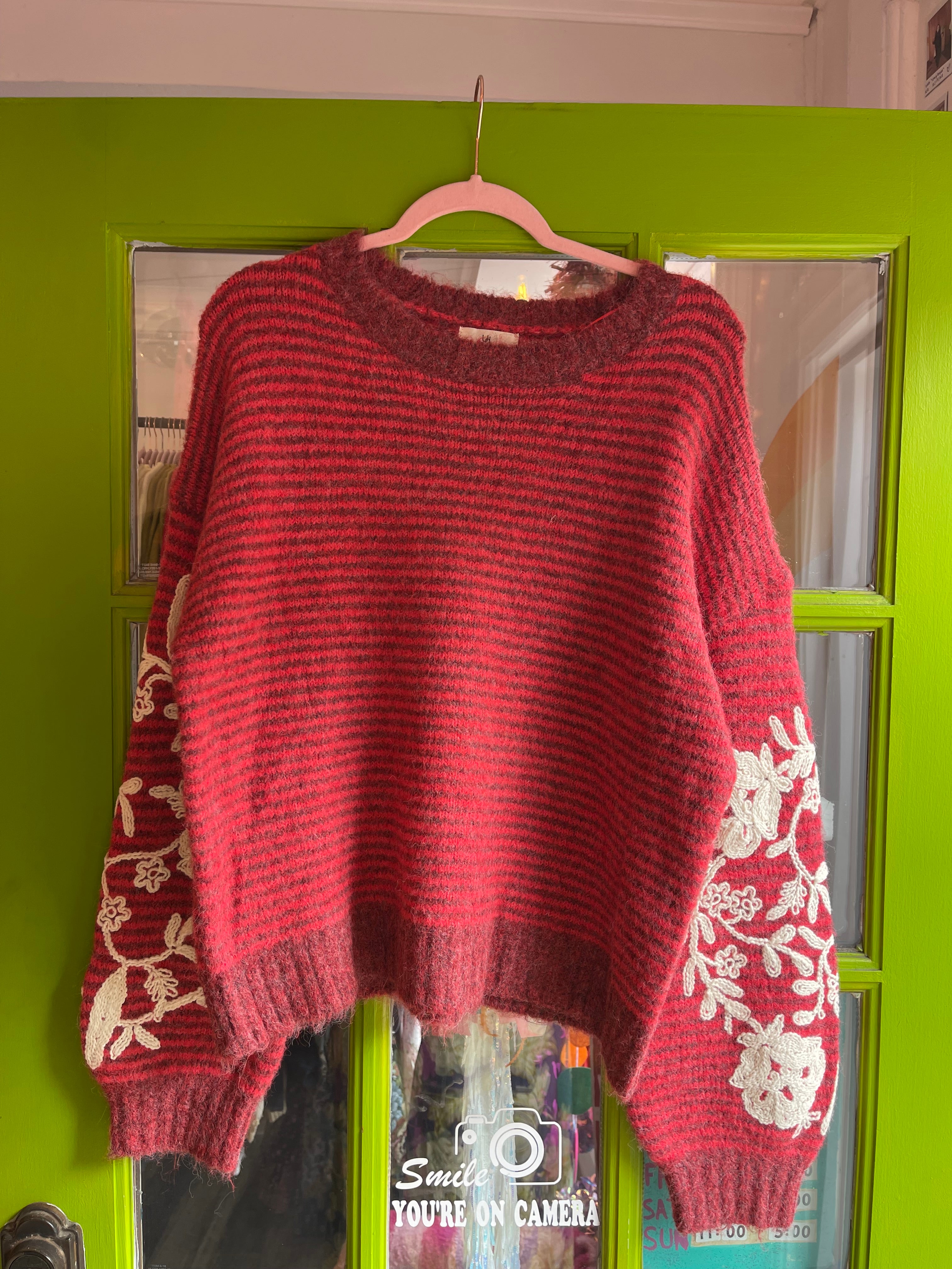 Sundance Embroidery Sweater (Ruby)