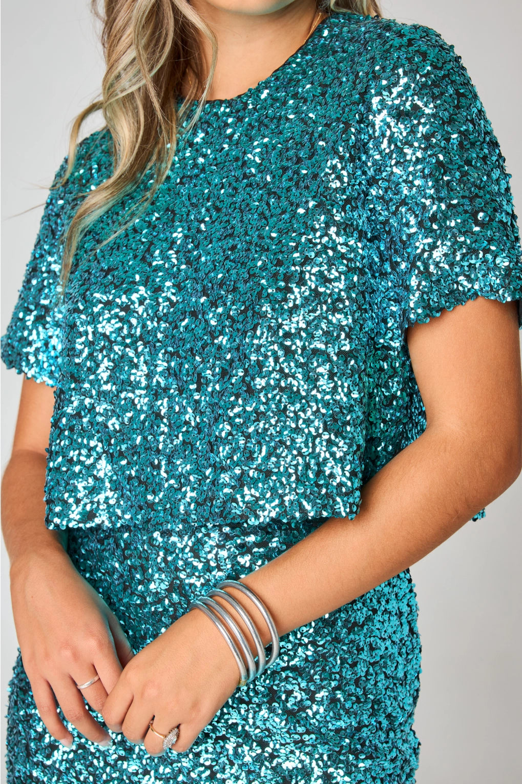 Shimmy & Shake Cropped Tee | Teal