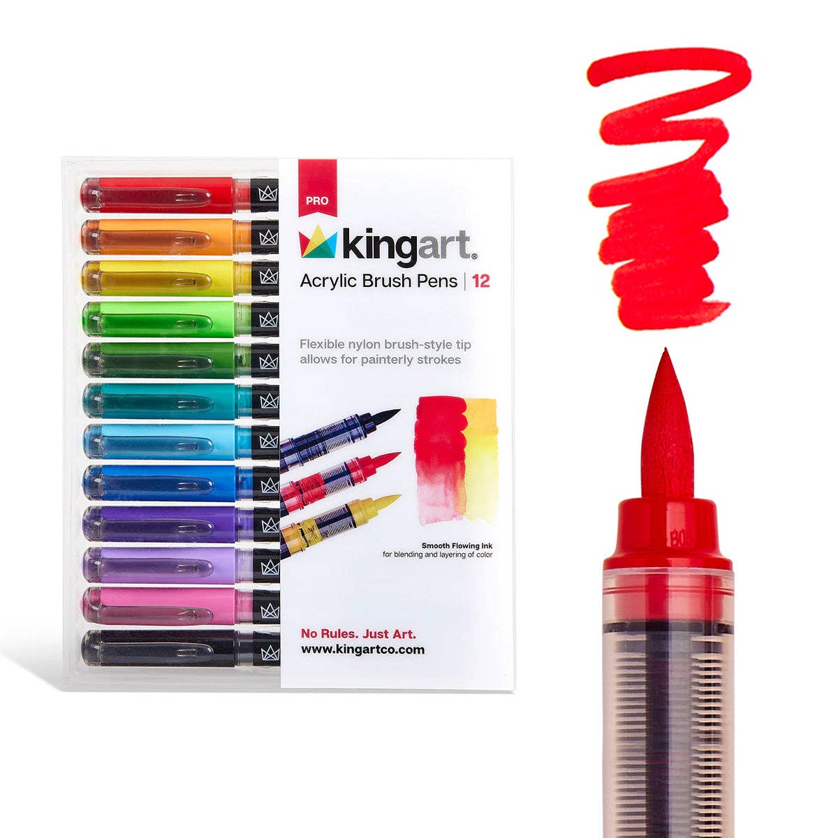 PRO Acrylic Paint Brush Pens - 12 Classic Colors | KINGART