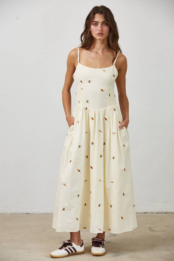 FALL-ing Leaves Cotton Maxi Dress