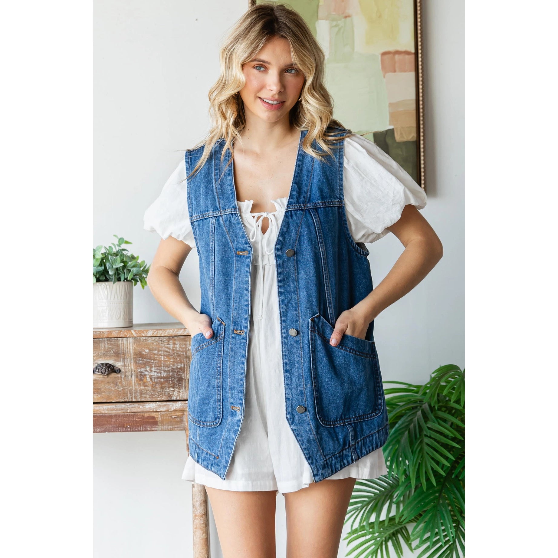Lainey Longline Denim Vest