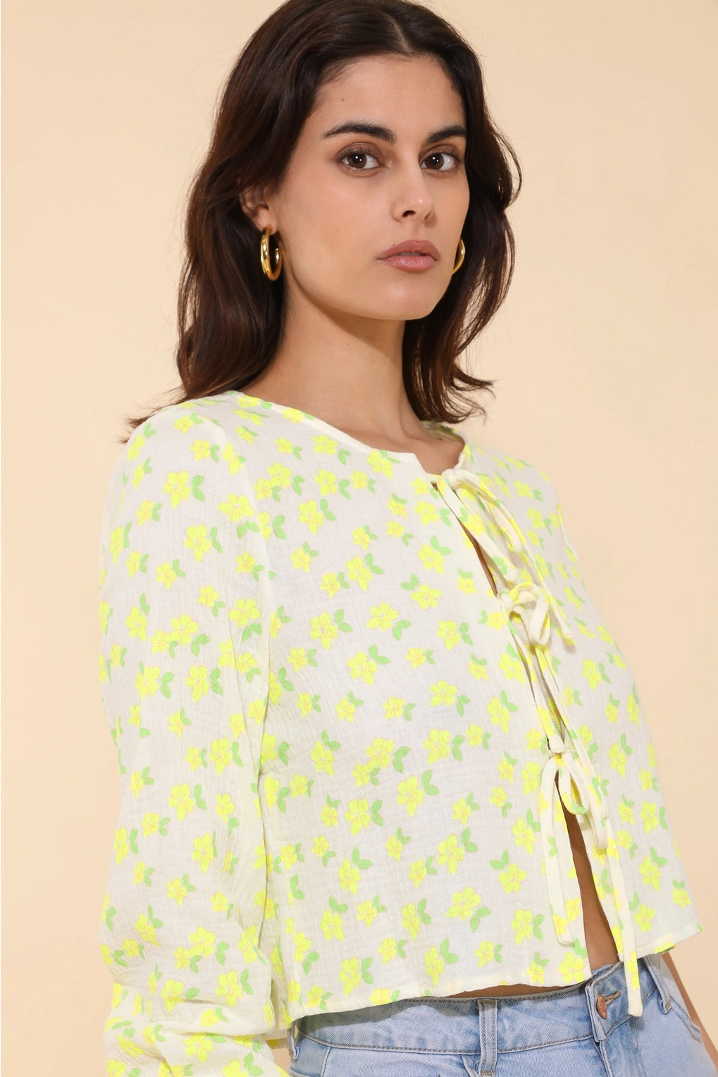 Jaune Fleurs Blouse