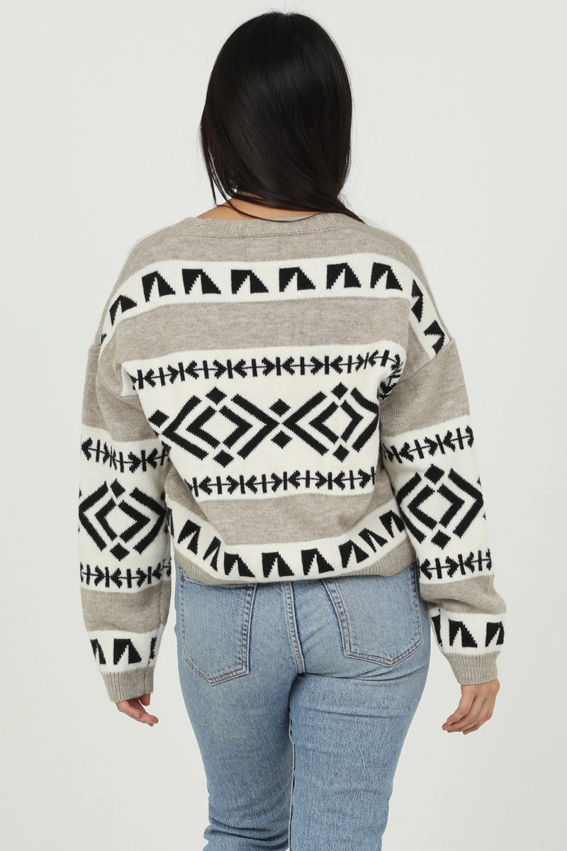 Geometric Cropped Cardi