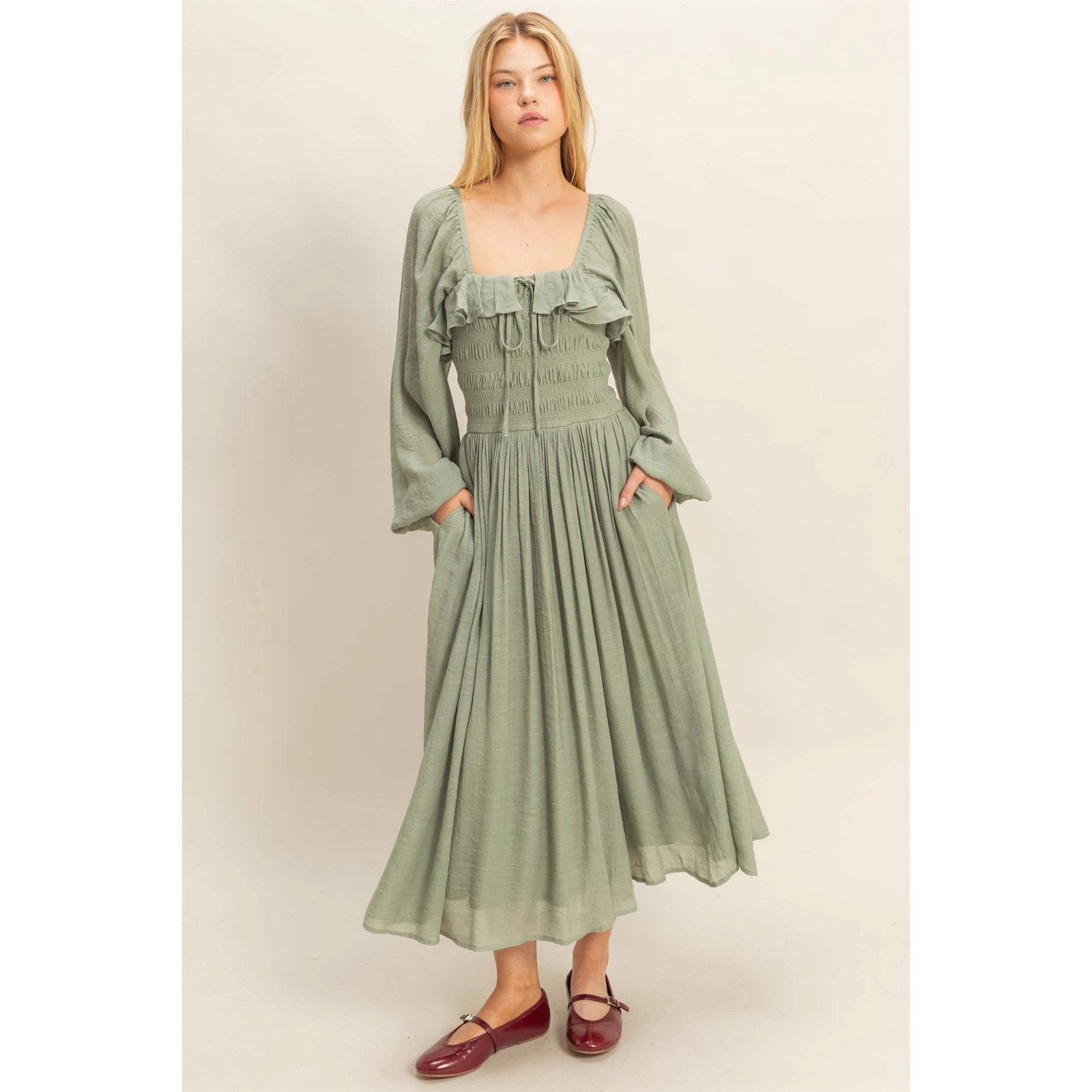 Ren Faire Midi Dress (Fern)