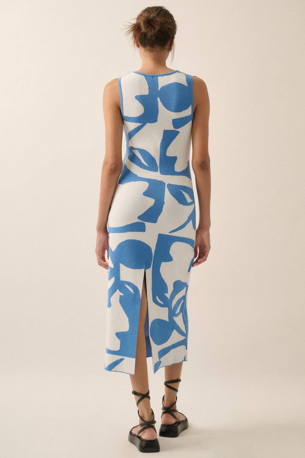 Retro Abstract Knit Midi Dress