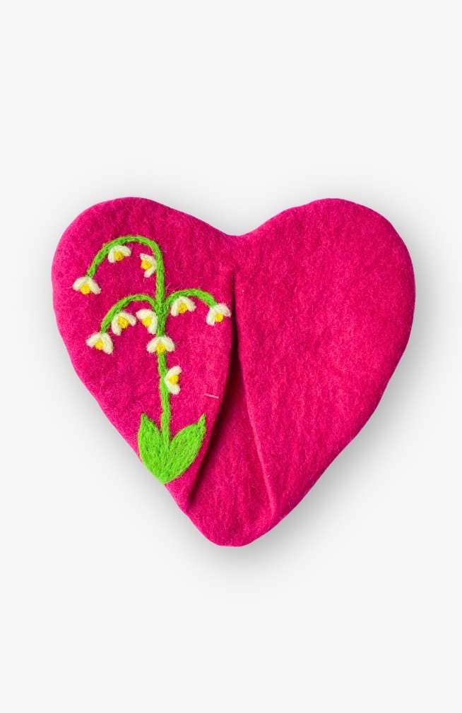 Felt Open Potholder (Heart-Shaped Lily of the Valley)