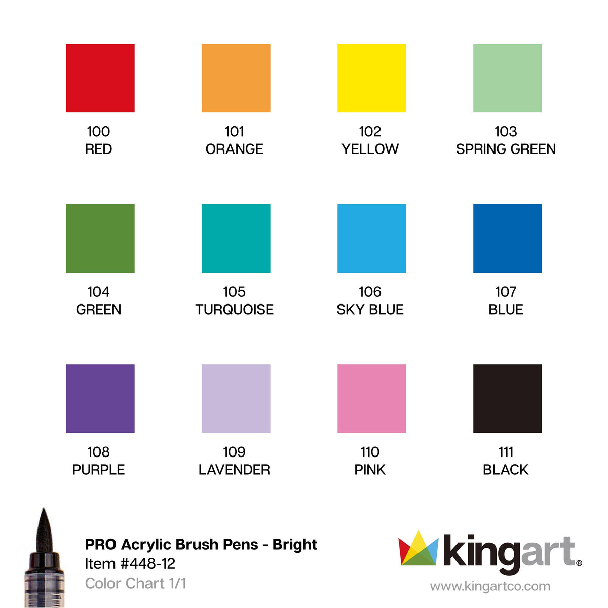 PRO Acrylic Paint Brush Pens - 12 Classic Colors | KINGART