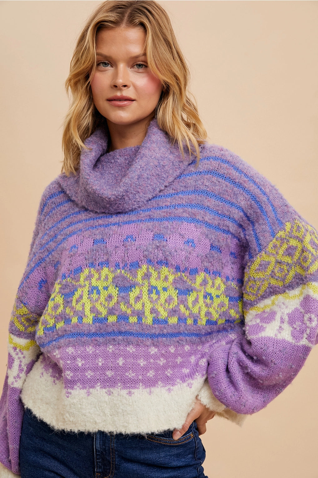 Periwinkle Printed Turtleneck