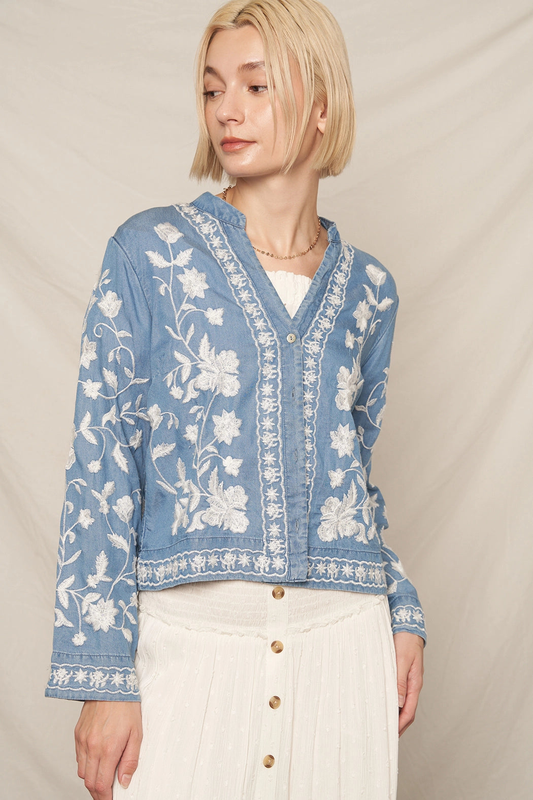 Jenny-Rebecca Light Wash Button-Down