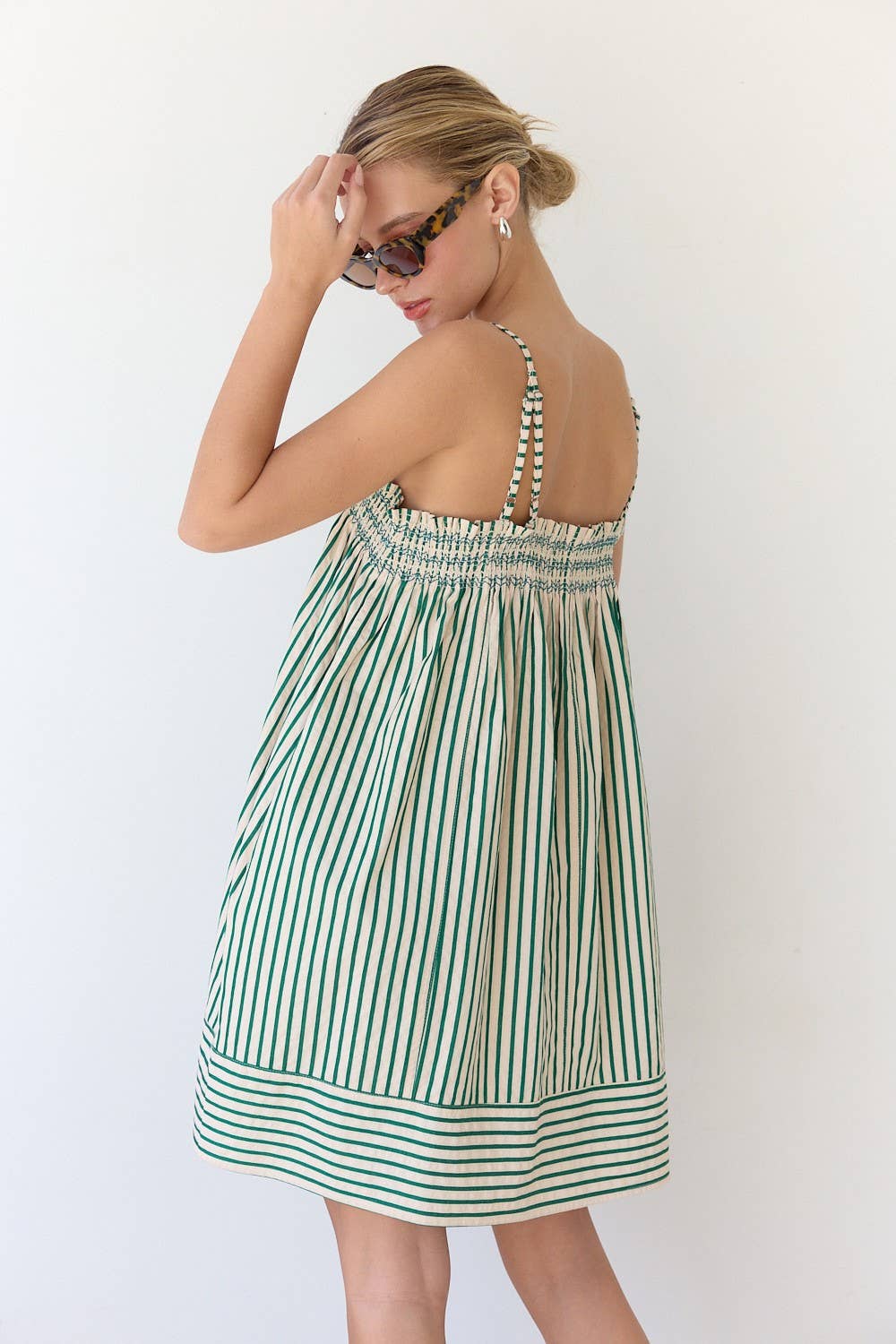 Emerald Stripe Babydoll Dress