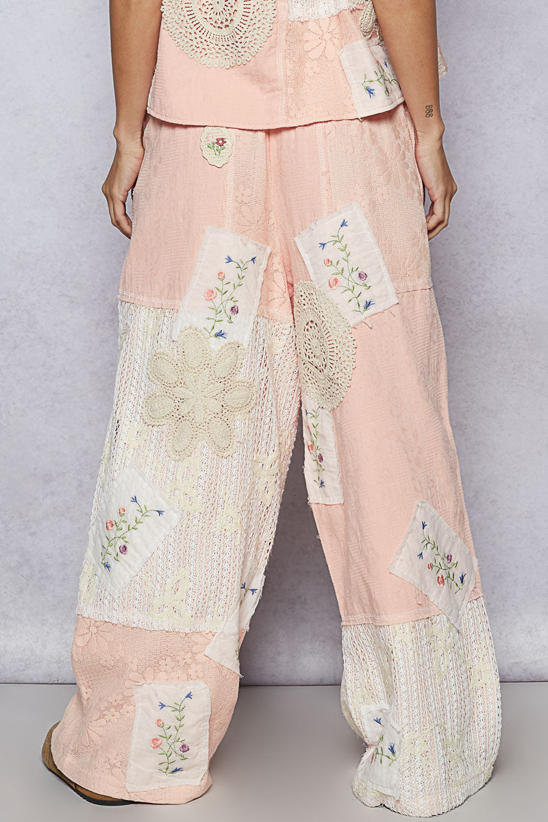 Baby Pink Patchwork Pants