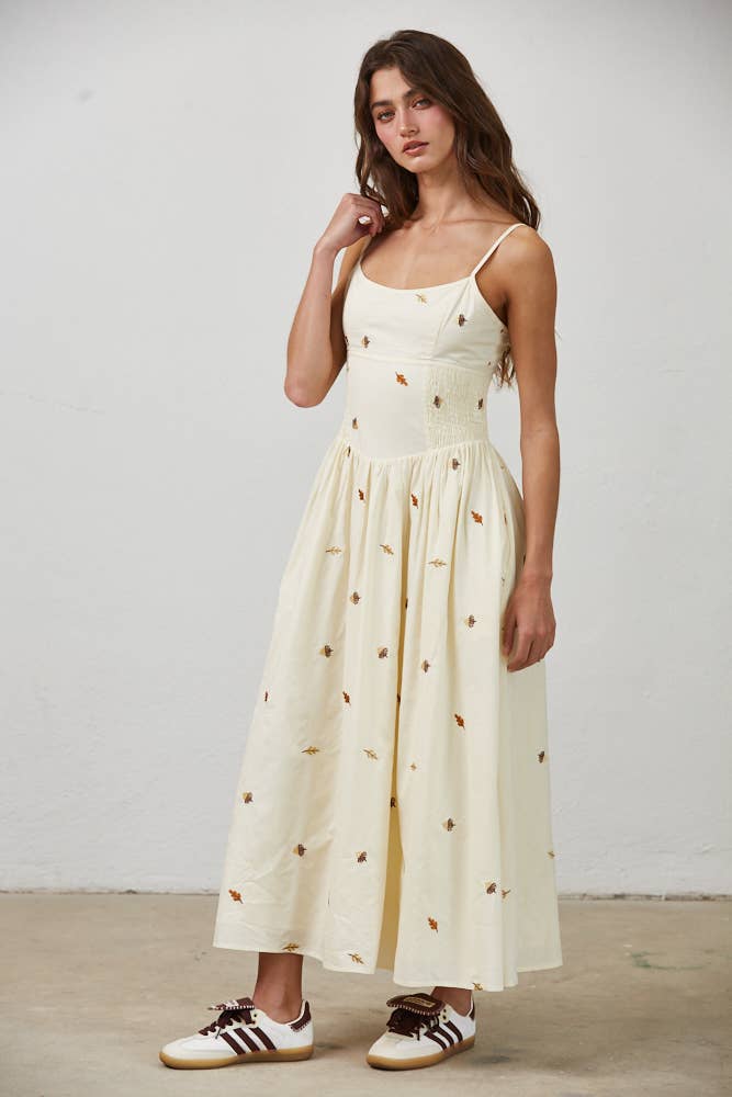 FALL-ing Leaves Cotton Maxi Dress