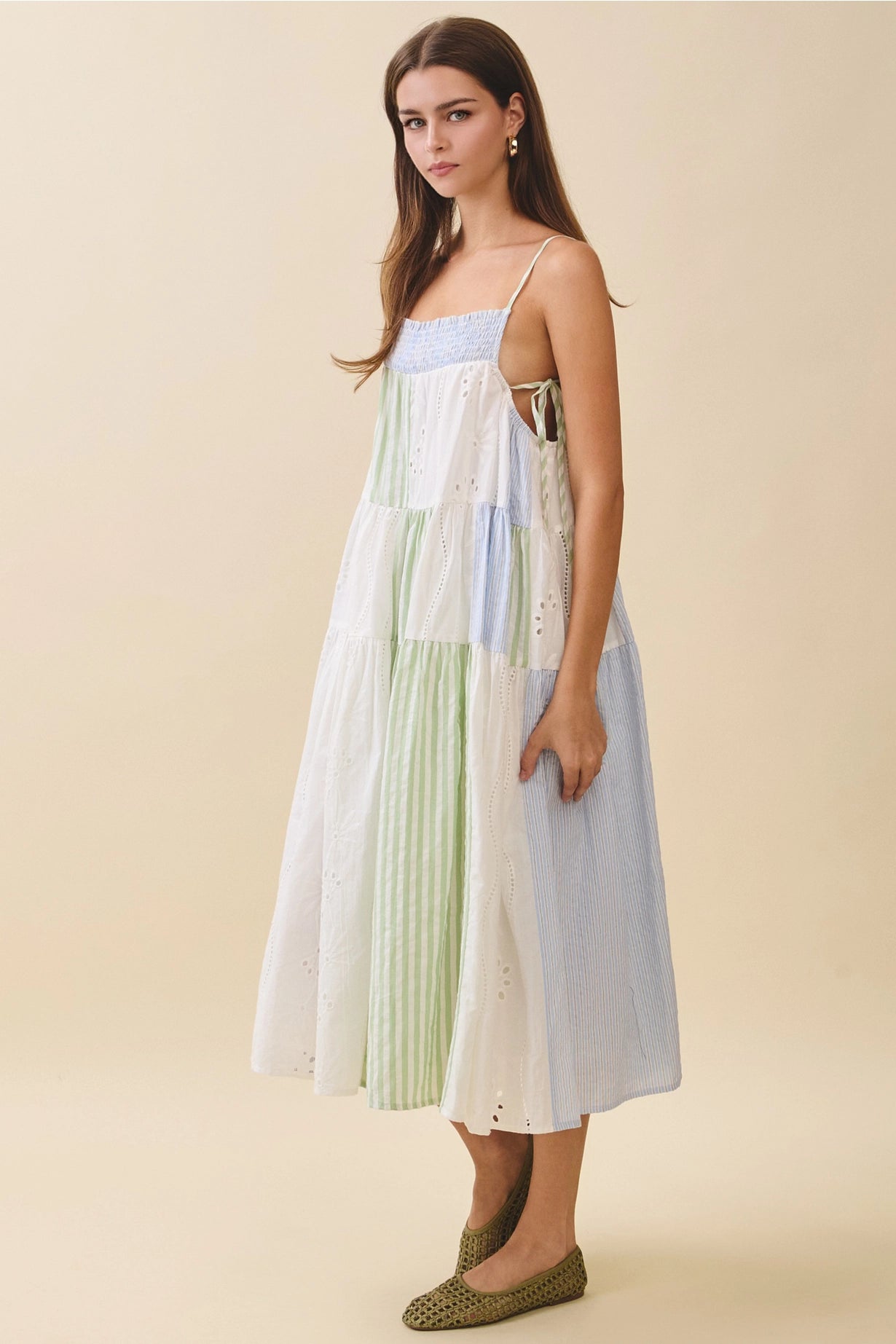 Breezy Day Patchwork Midi Dress