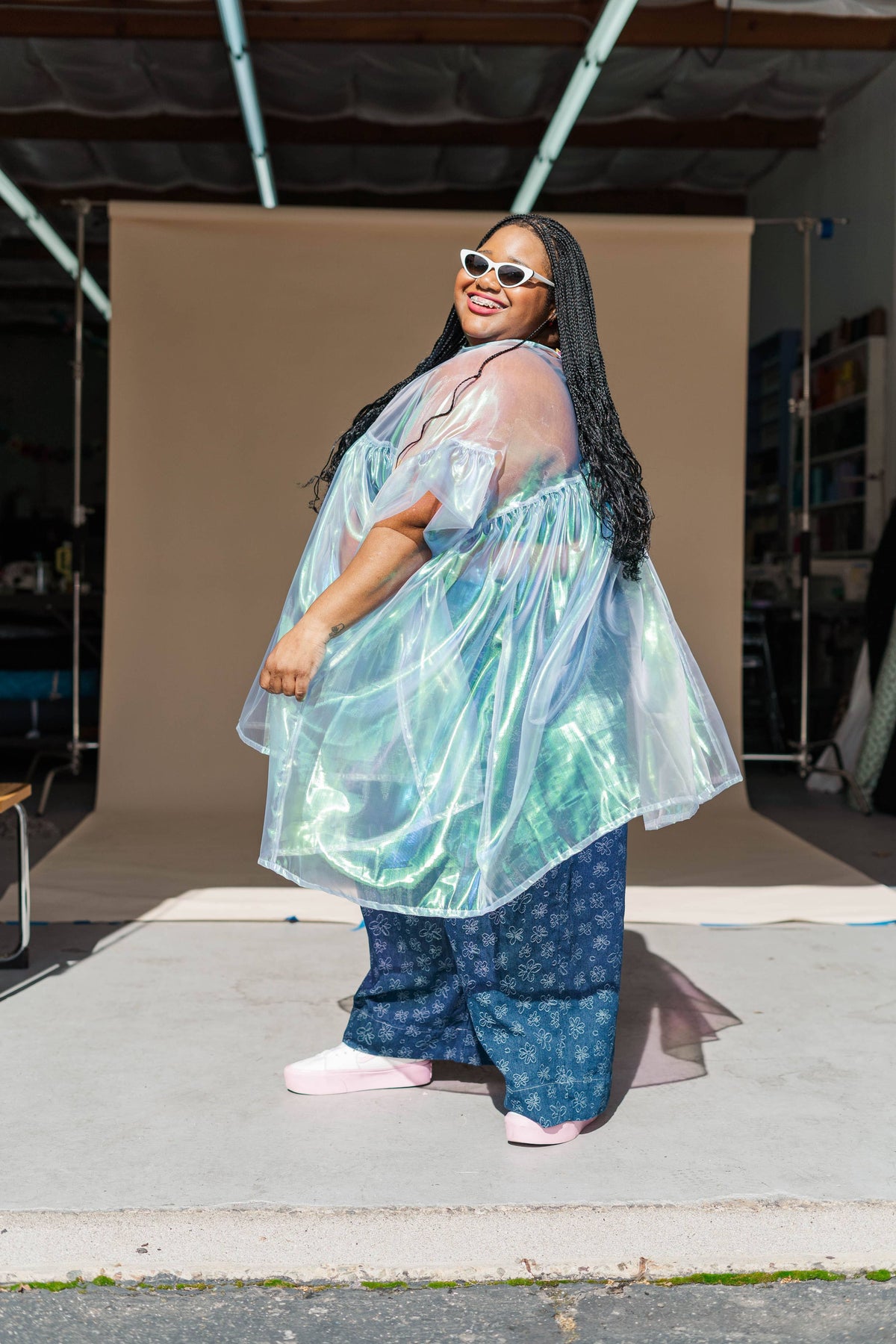 Sheer Blue Metallic Mini Dress | NETTLE STUDIOS