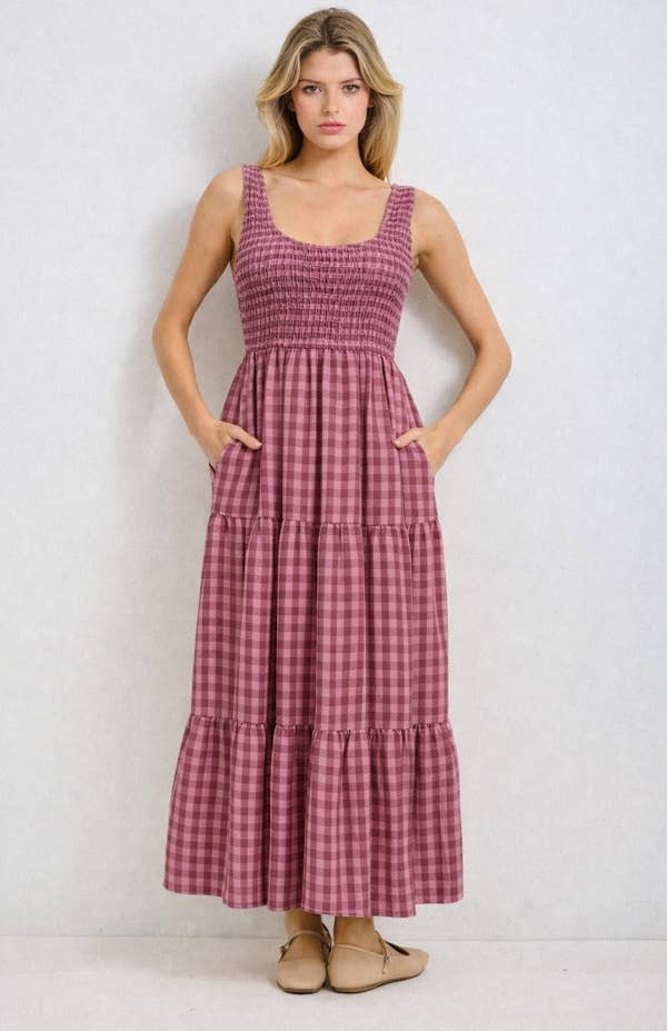 Plummy Smocked Tiered Dress