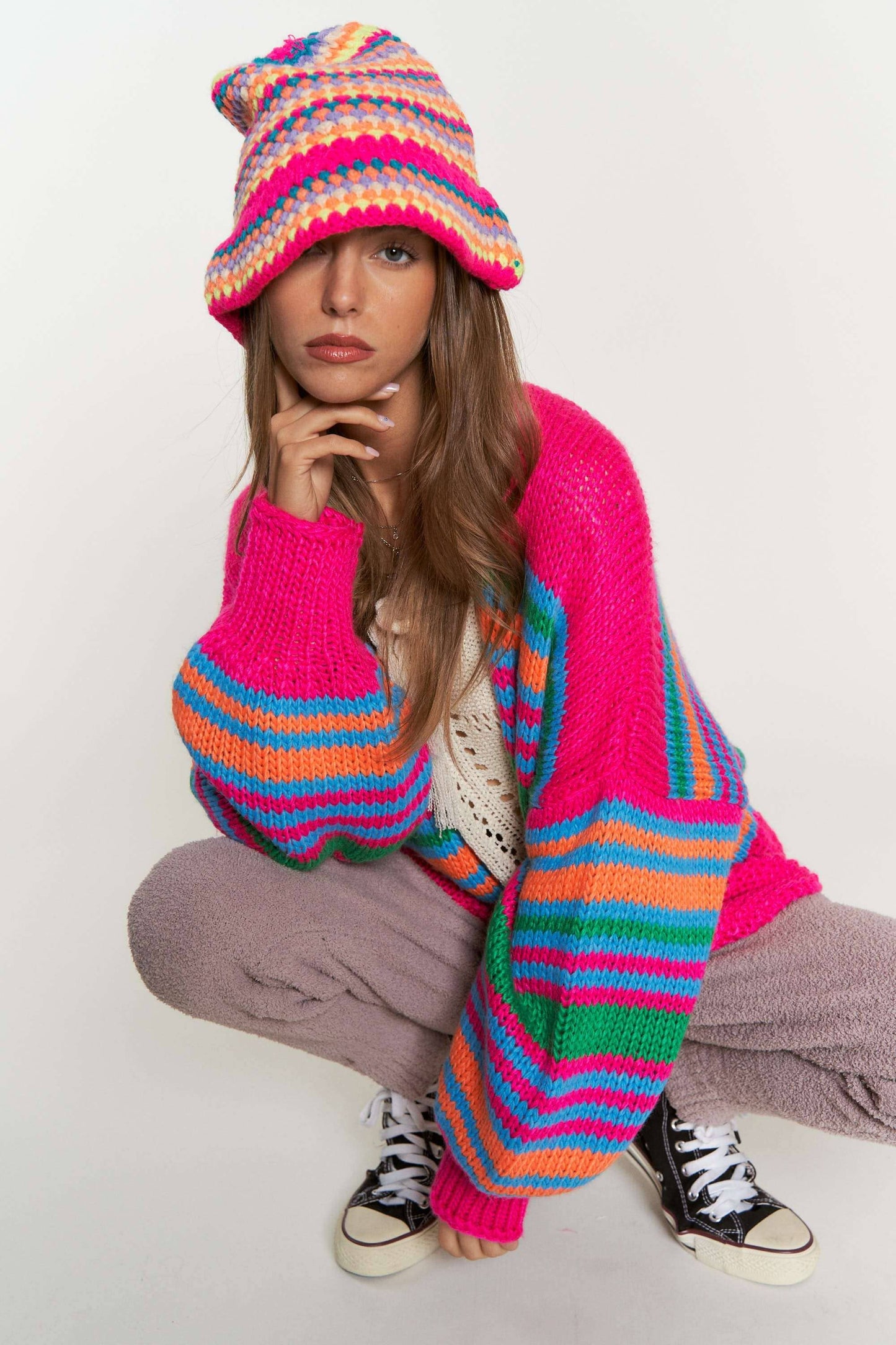 Striped Chunky Knit Cardi