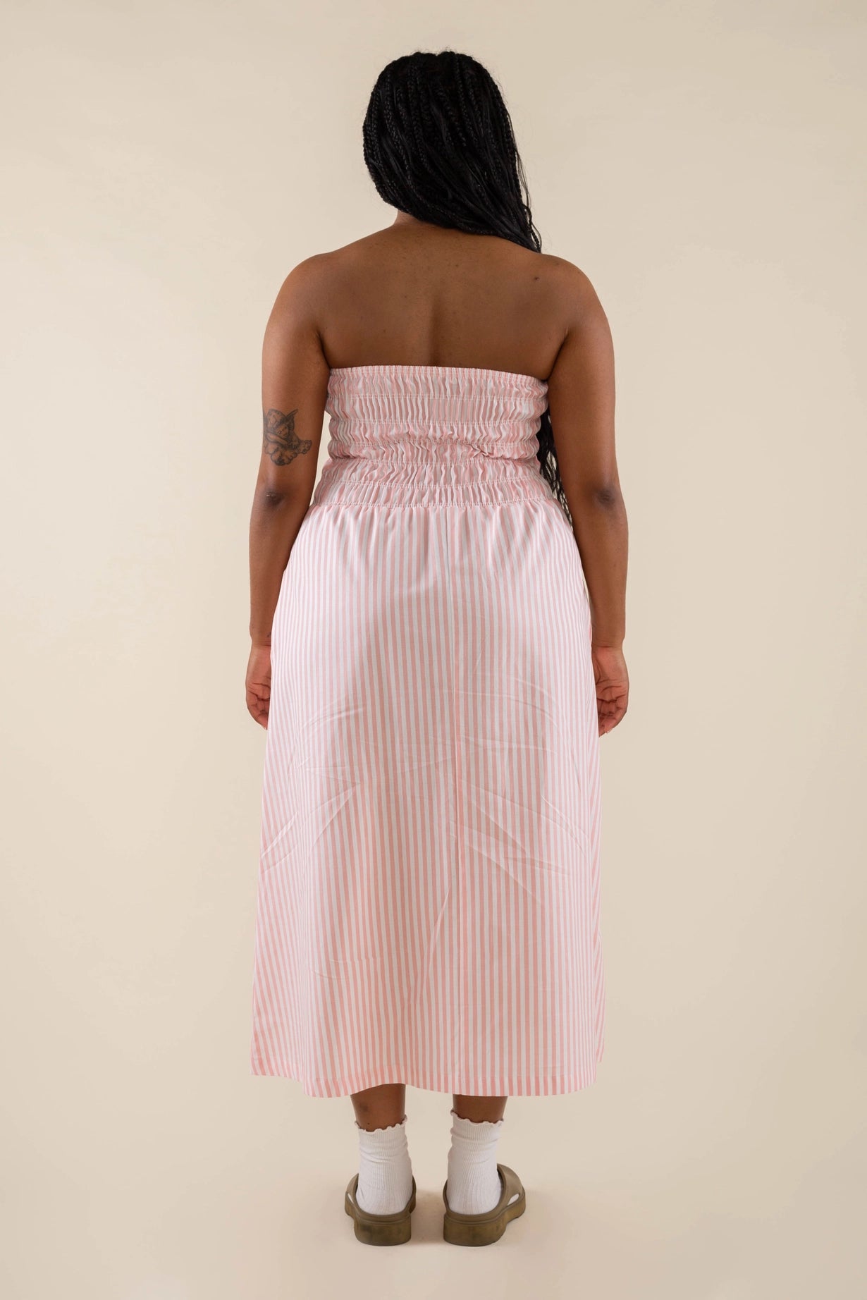 Oxford Stripe Cotton Tube Dress