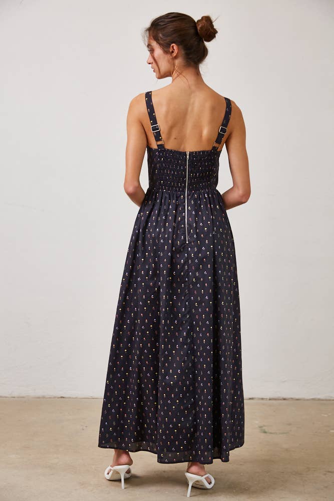 Wild Floral Poplin Maxi Dress