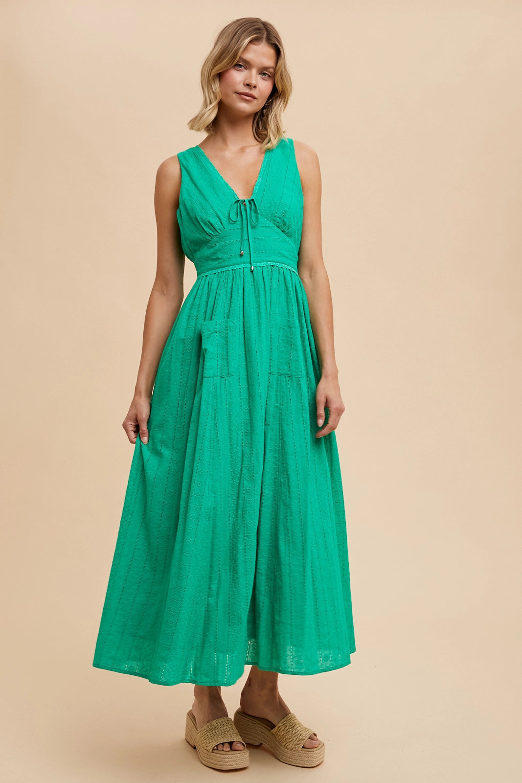 Kelly Green Cotton Eyelet Dress