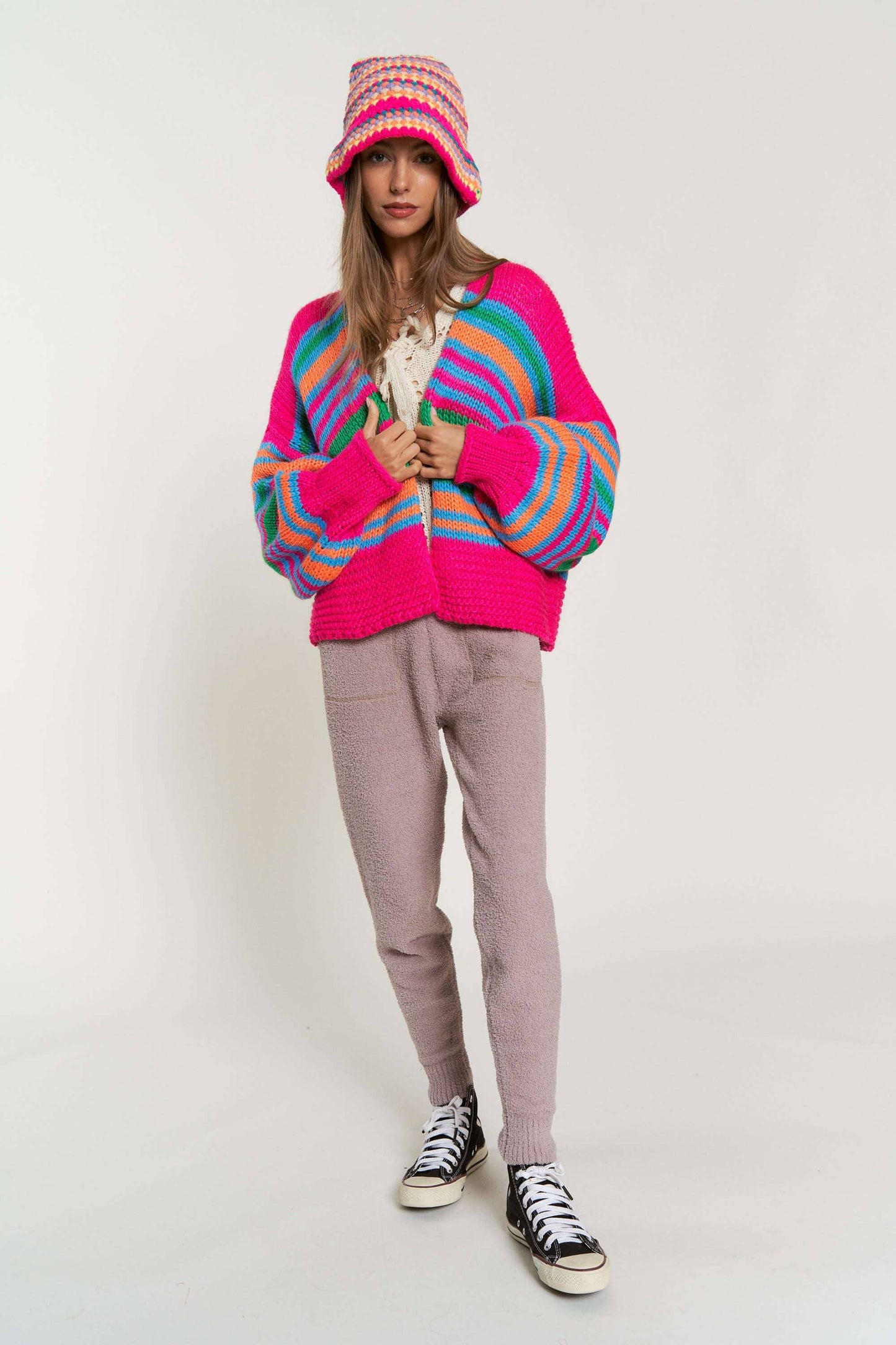 Striped Chunky Knit Cardi